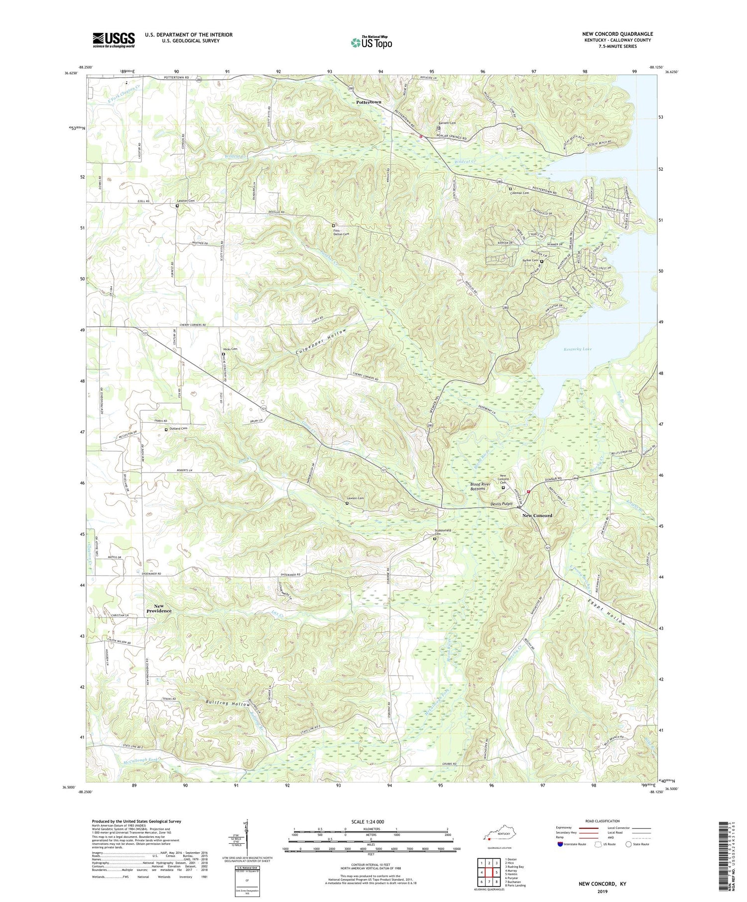 New Concord Kentucky US Topo Map Image