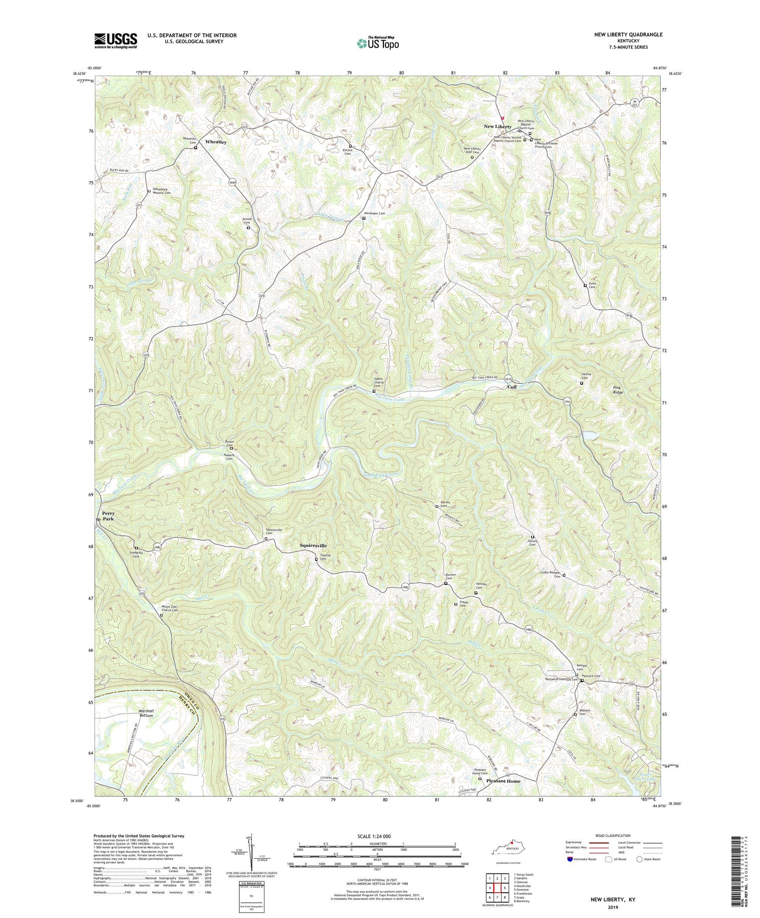 New Liberty Kentucky US Topo Map Image