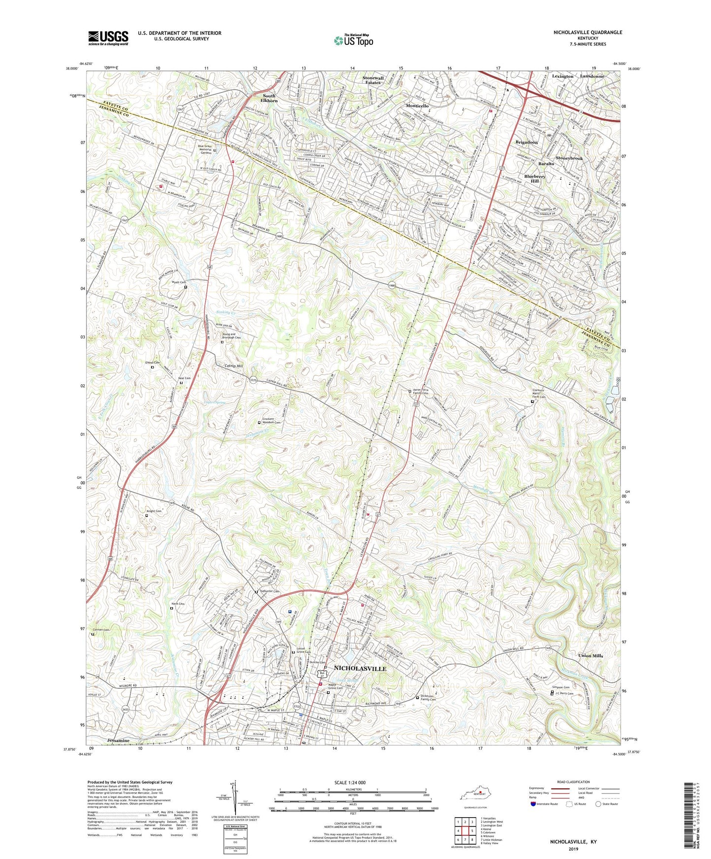 Nicholasville Kentucky US Topo Map Image