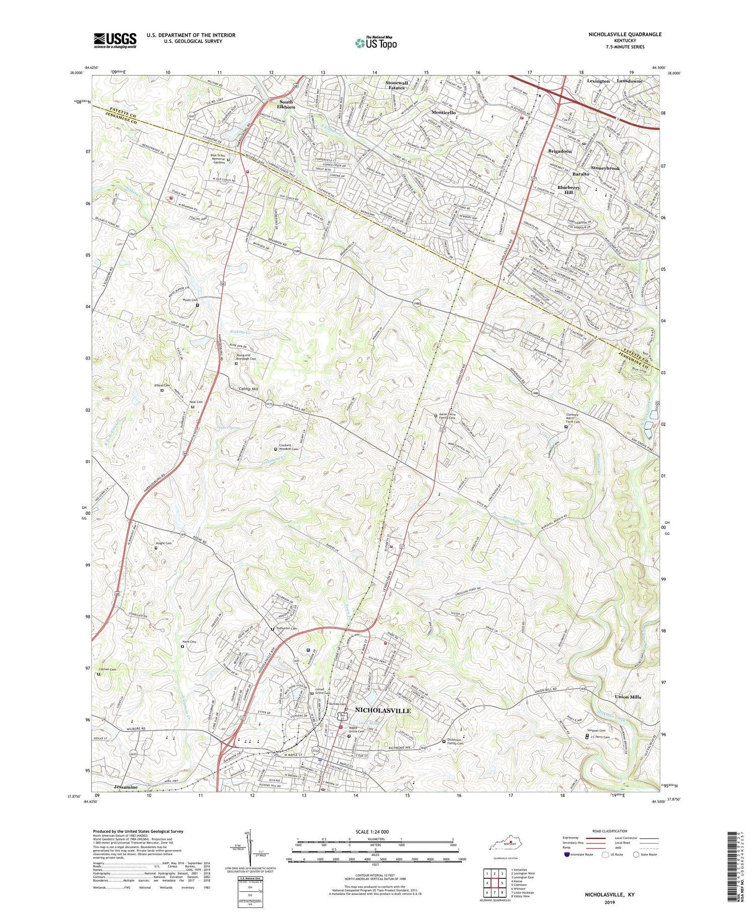 Nicholasville Kentucky US Topo Map Image