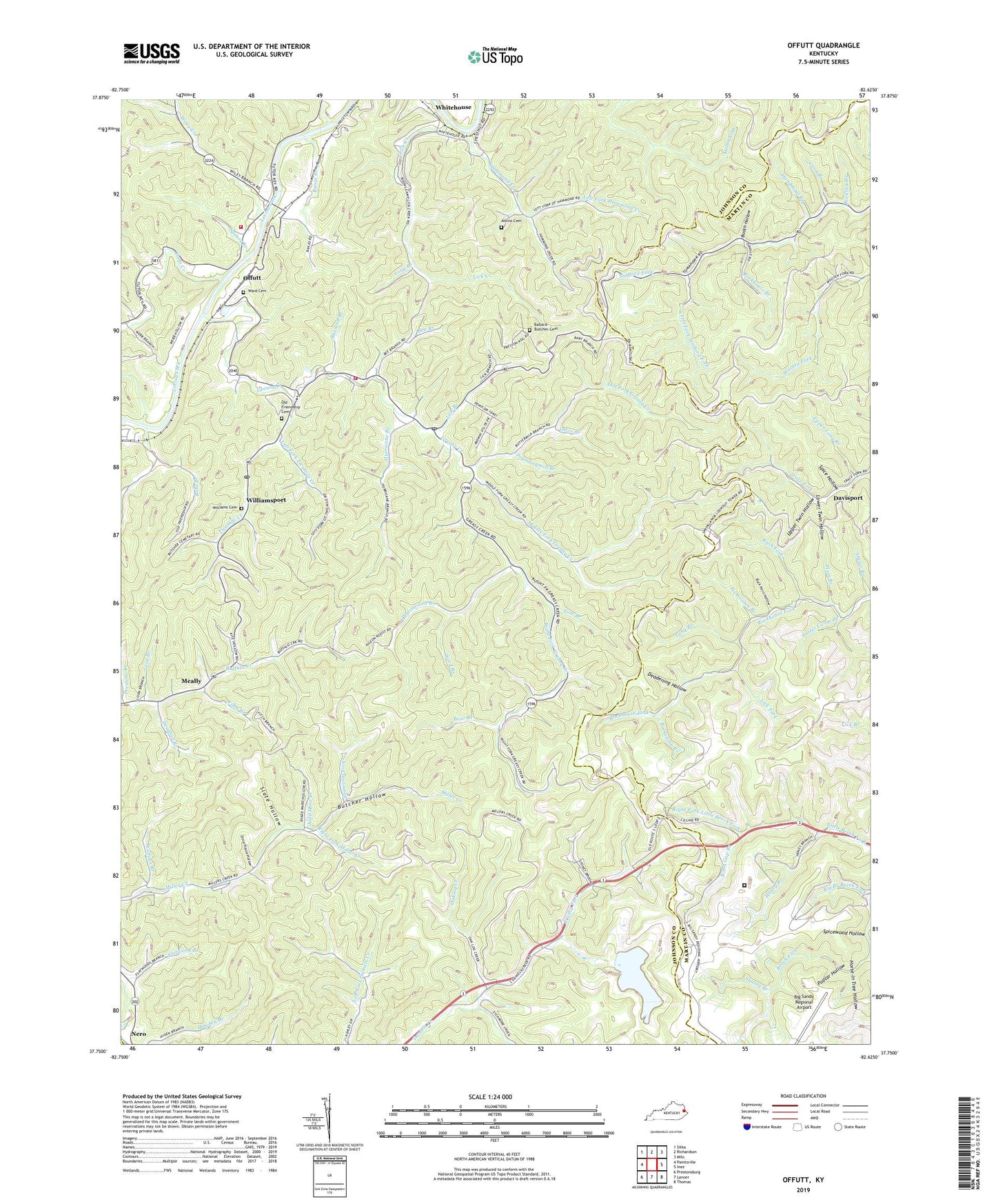 Offutt Kentucky US Topo Map Image