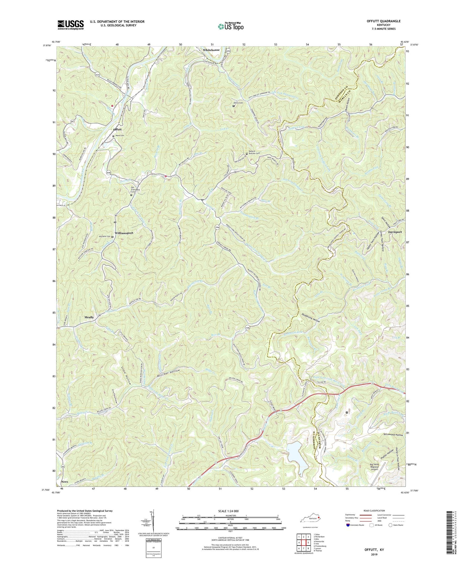 Offutt Kentucky US Topo Map Image