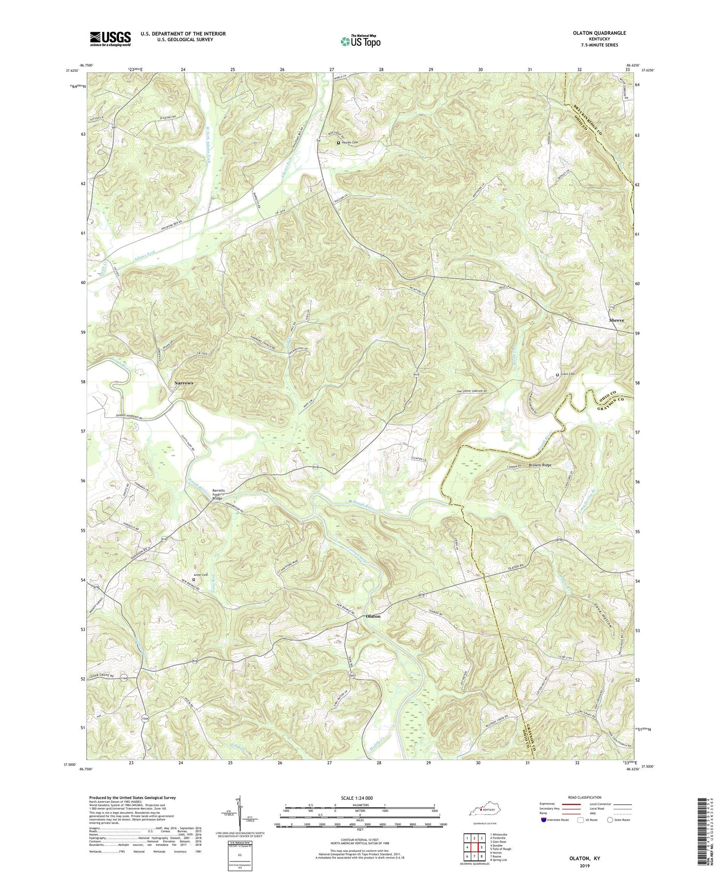 Olaton Kentucky US Topo Map Image