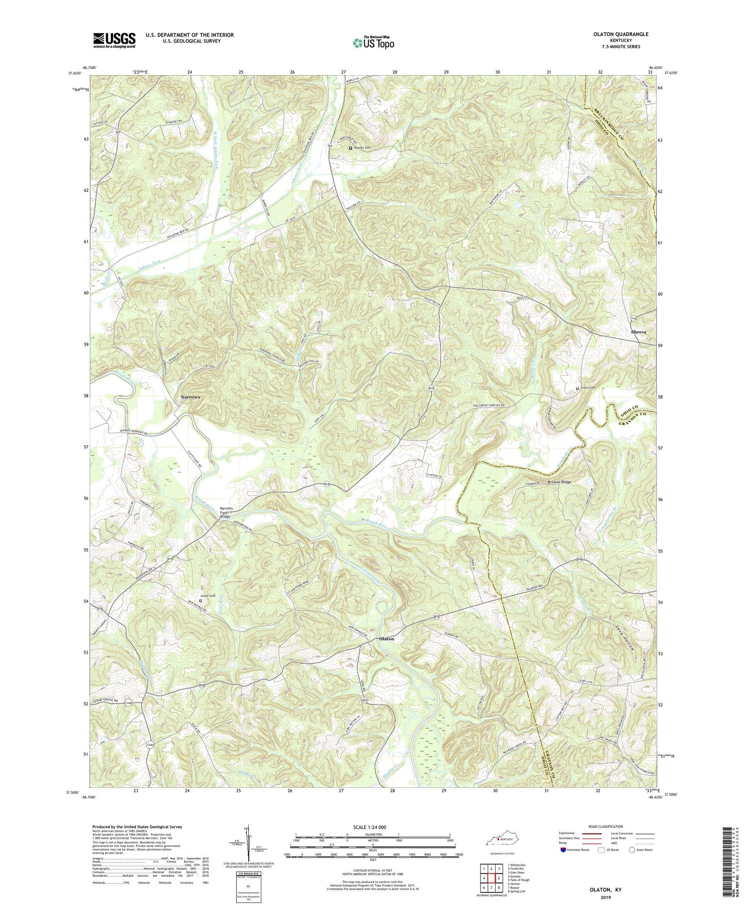 Olaton Kentucky US Topo Map Image