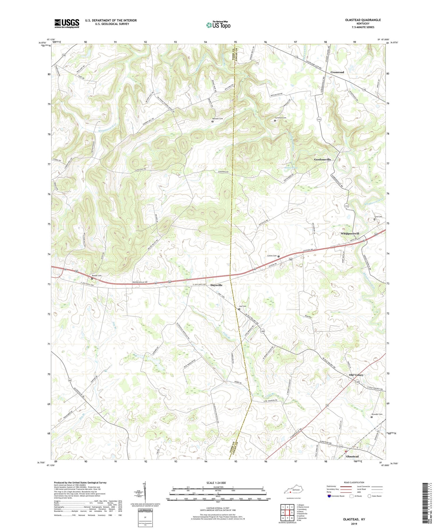 Olmstead Kentucky US Topo Map Image