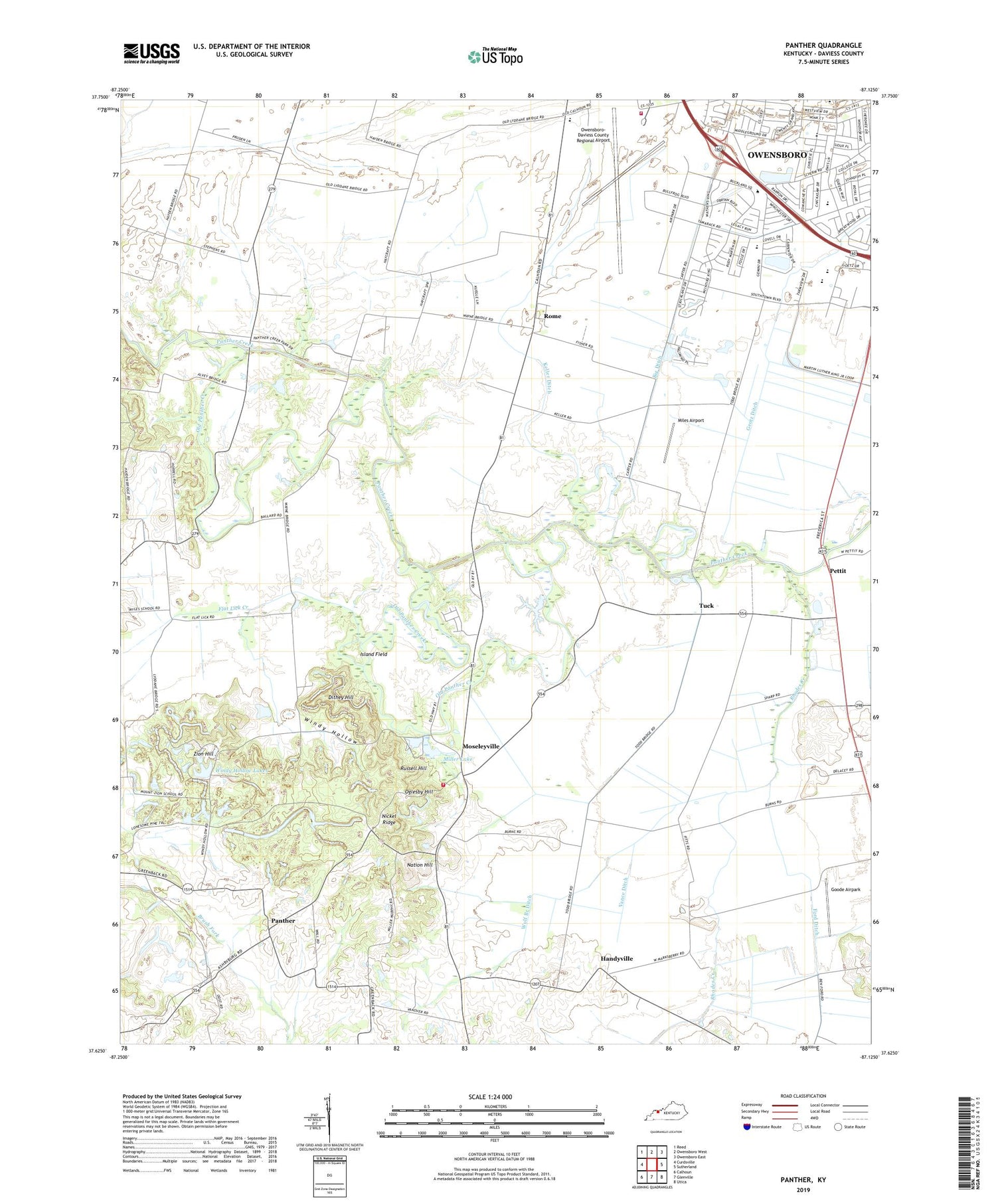 Panther Kentucky US Topo Map Image