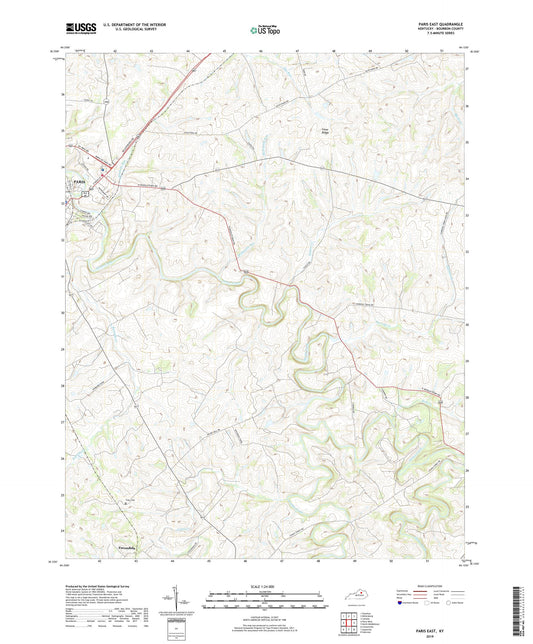 Paris East Kentucky US Topo Map Image