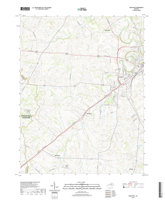 Paris West Kentucky US Topo Map Image