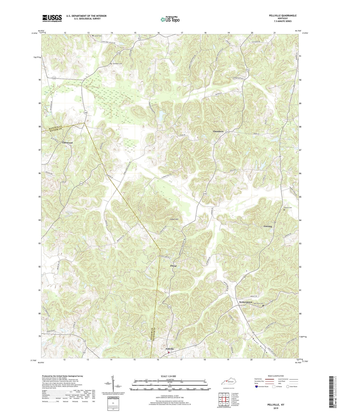 Pellville Kentucky US Topo Map Image