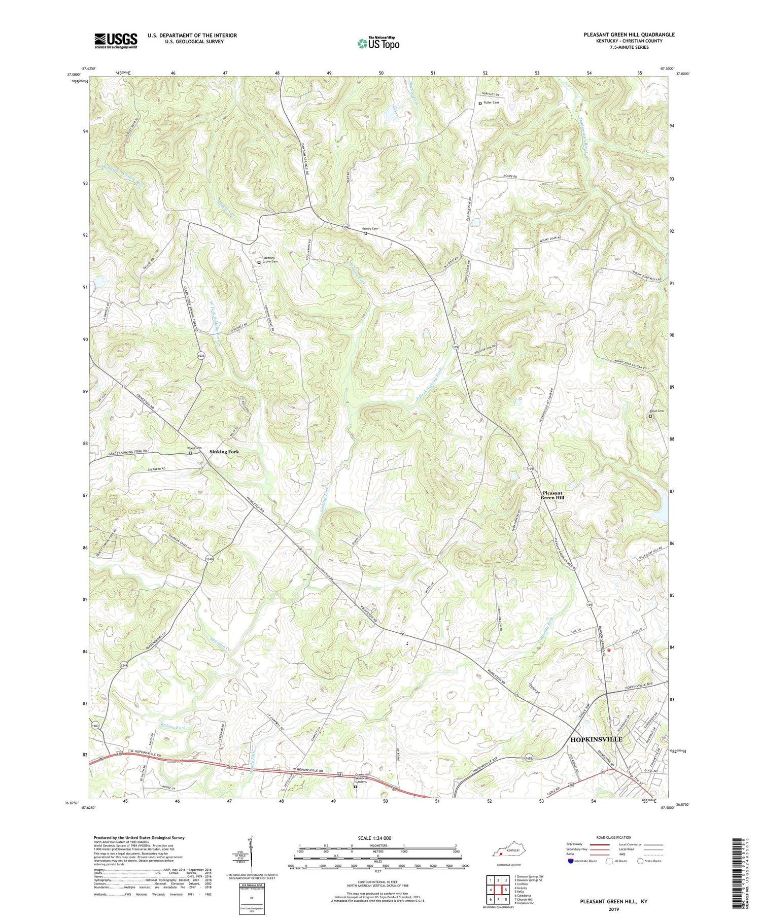 Pleasant Green Hill Kentucky US Topo Map Image