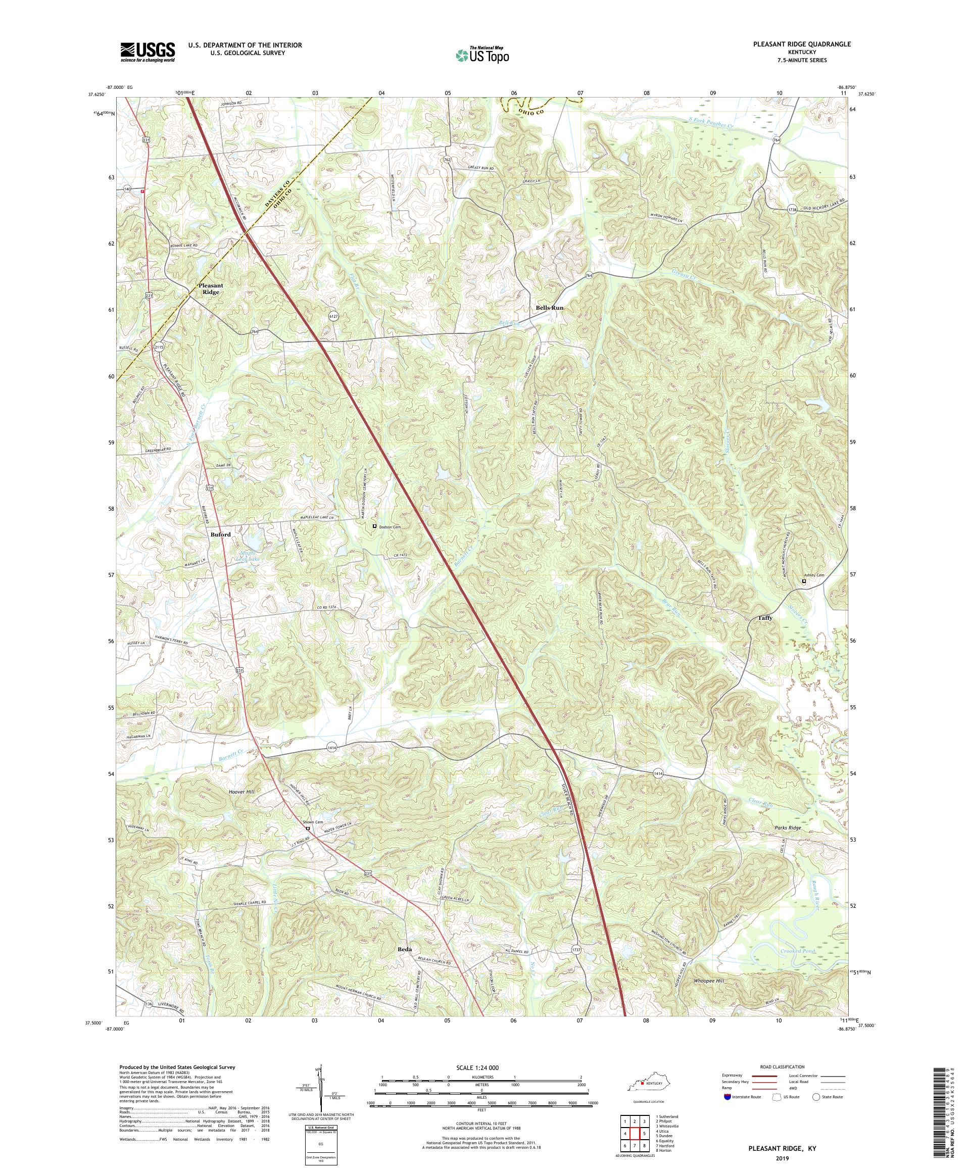 Pleasant Ridge Kentucky US Topo Map – MyTopo Map Store