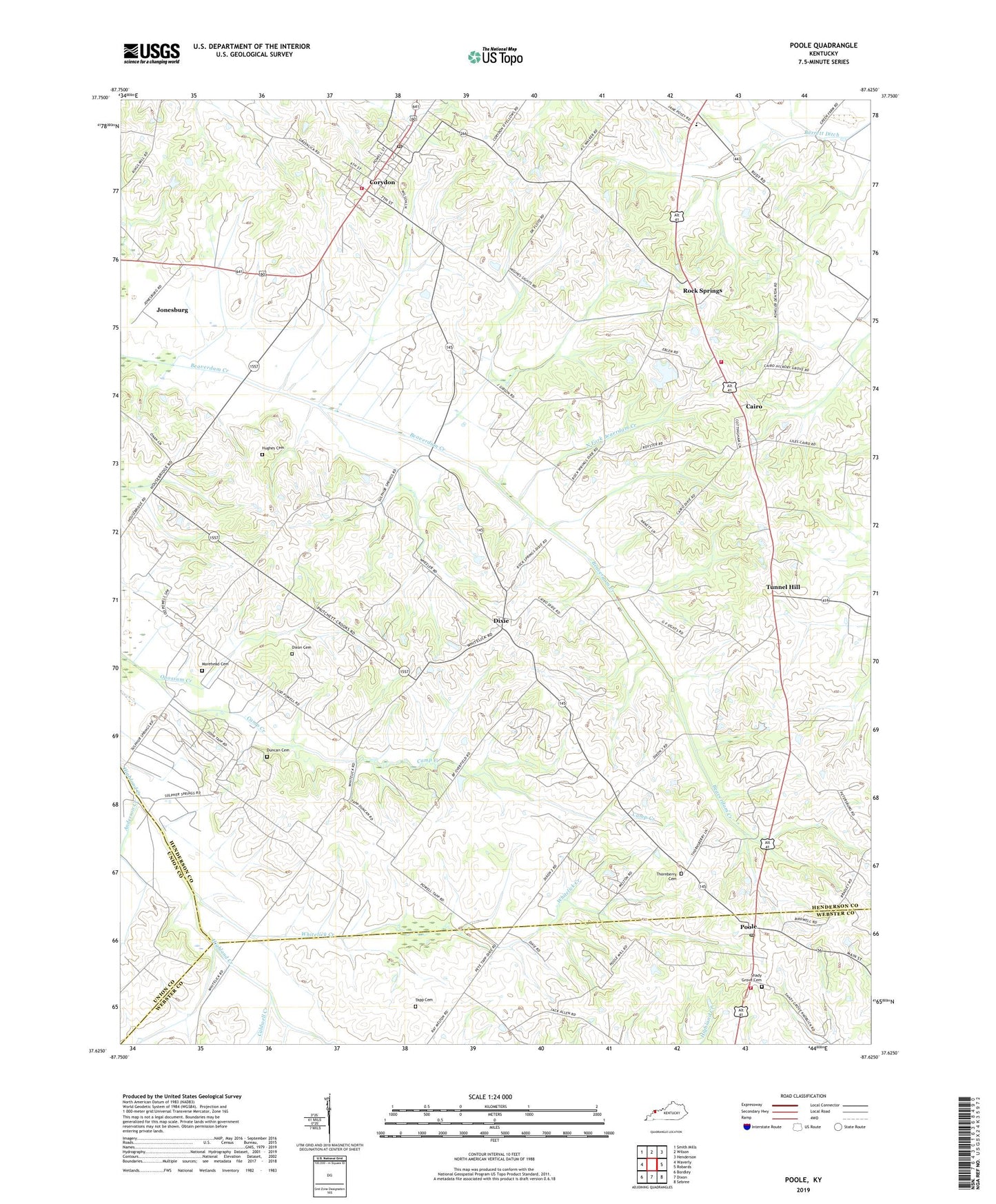 Poole Kentucky US Topo Map Image