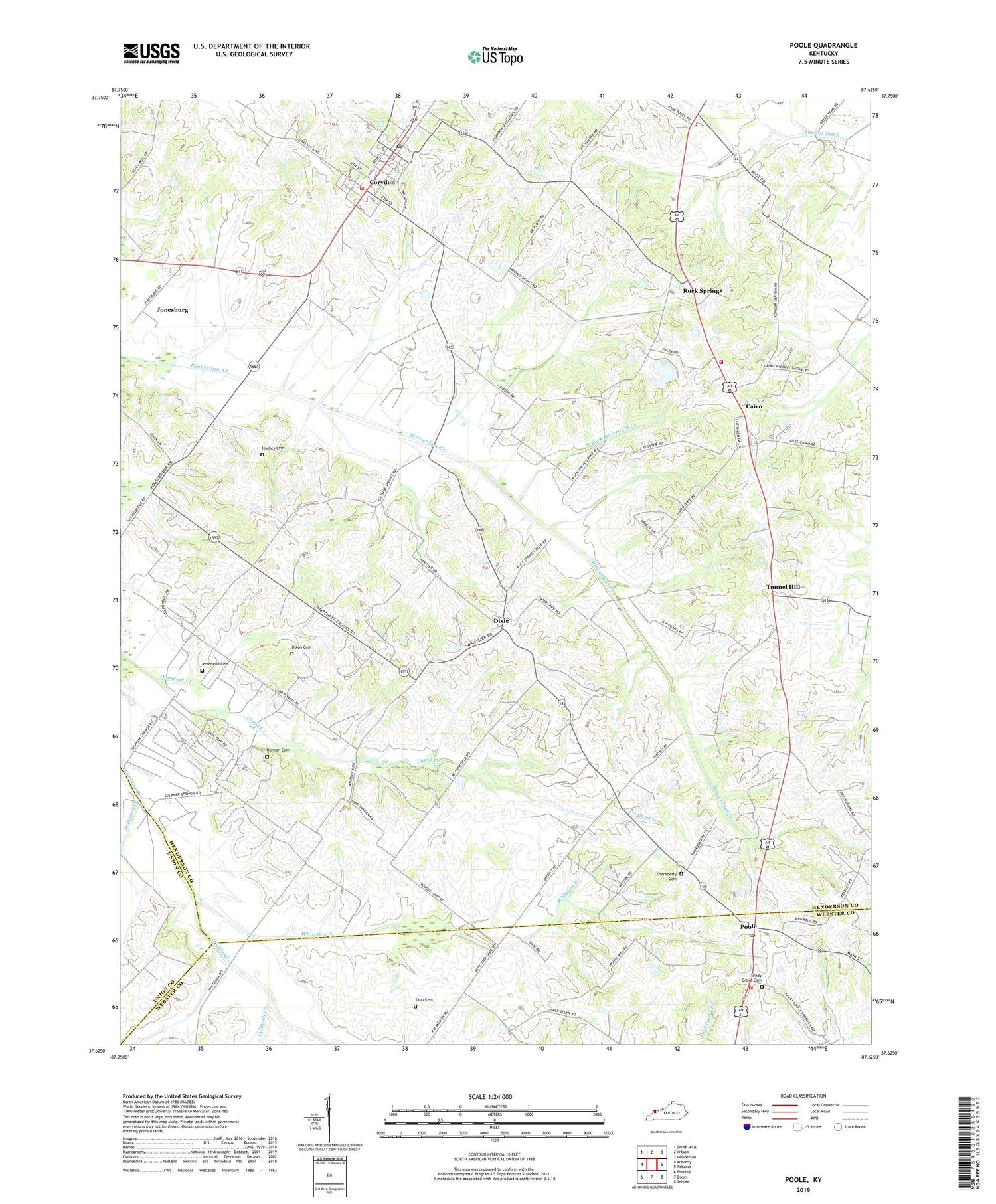 Poole Kentucky US Topo Map Image