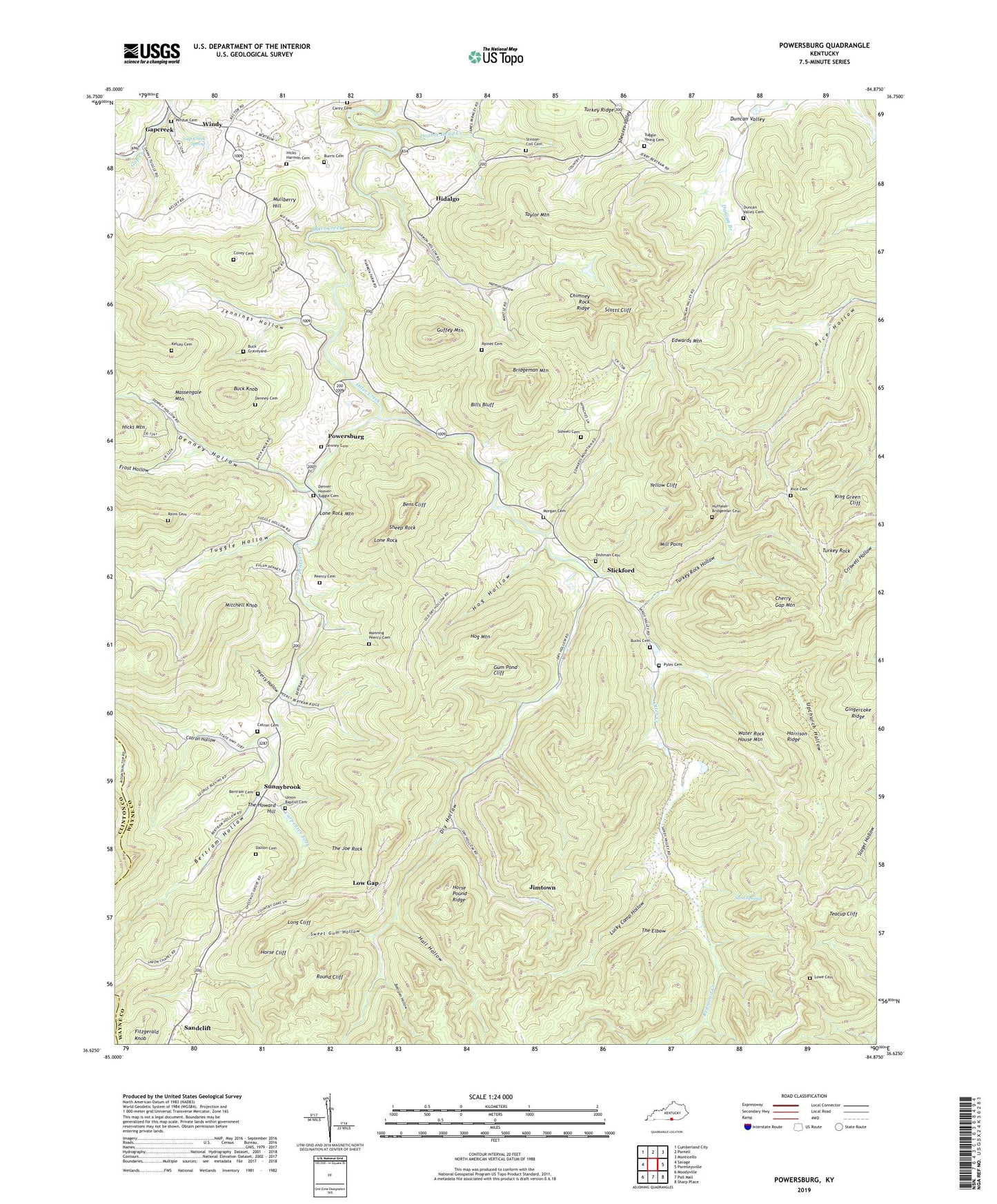 Powersburg Kentucky US Topo Map Image