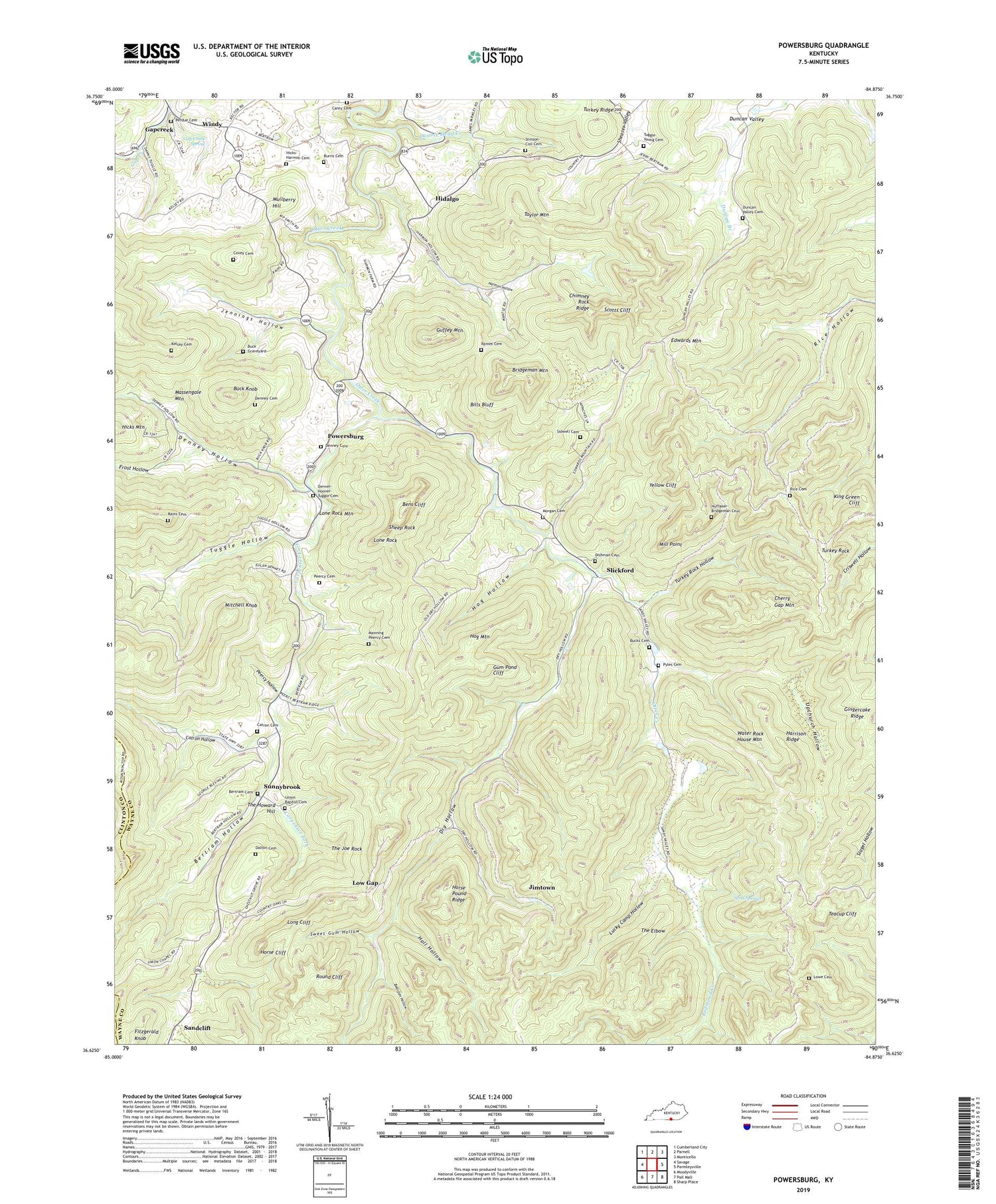 Powersburg Kentucky US Topo Map Image