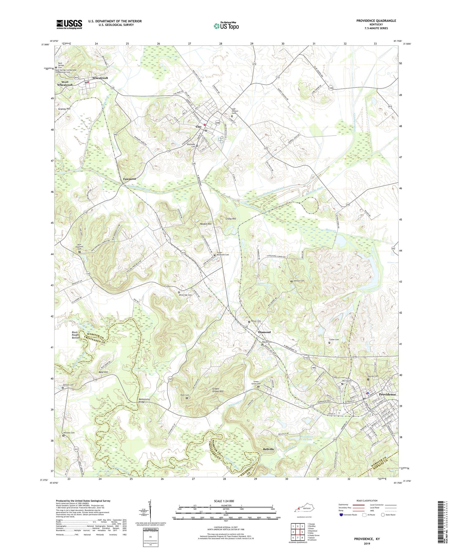 Providence Kentucky US Topo Map Image