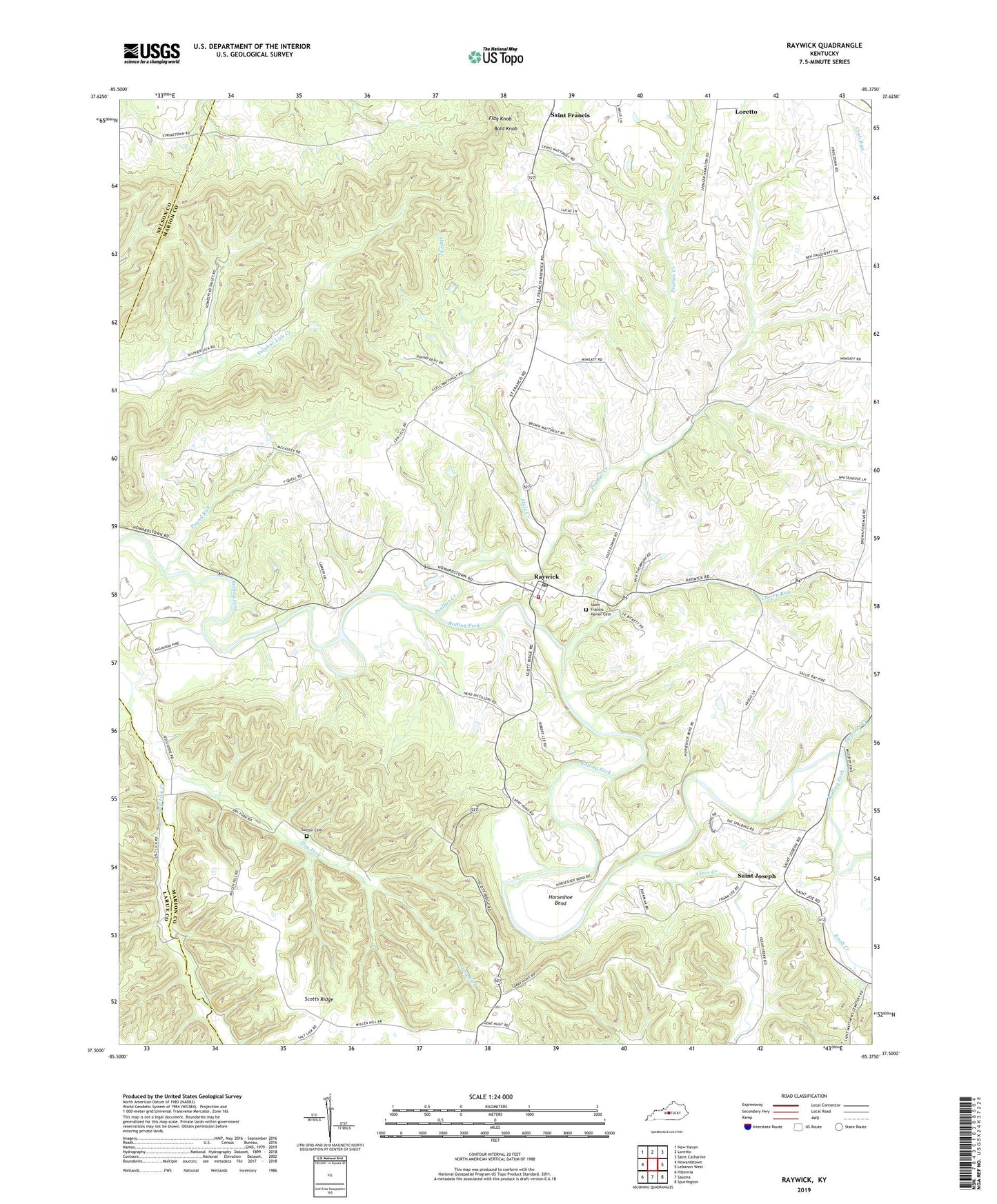 Raywick Kentucky US Topo Map Image