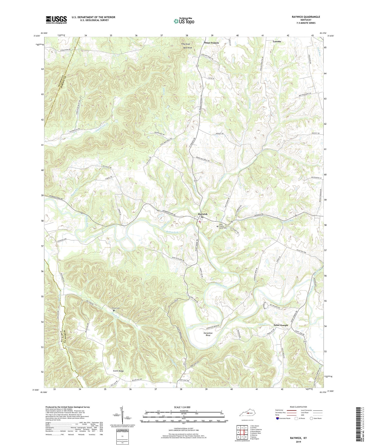 Raywick Kentucky US Topo Map Image