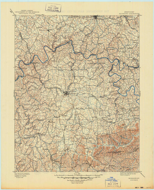 Historic 1897 Richmond Kentucky 30'x30' Topo Map Image