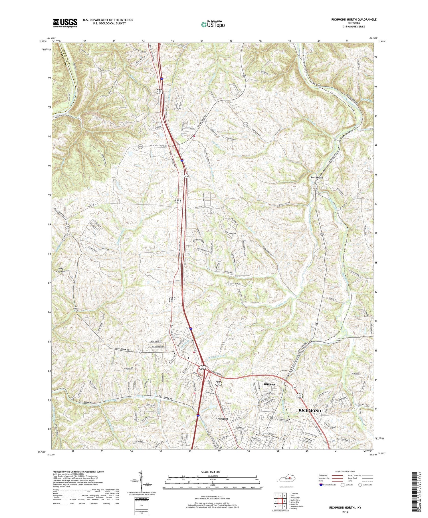 Richmond North Kentucky US Topo Map Image