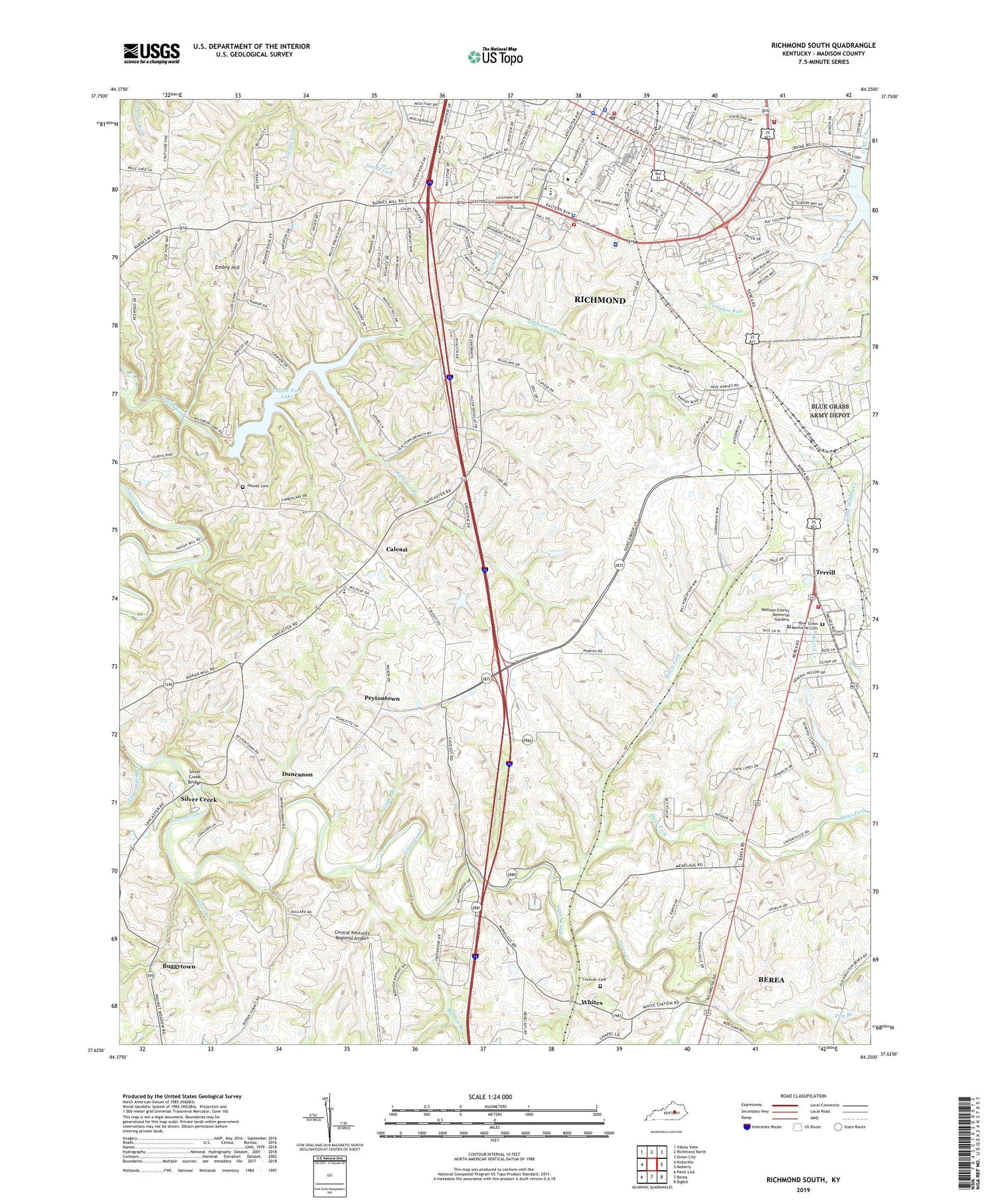 Richmond South Kentucky US Topo Map Image