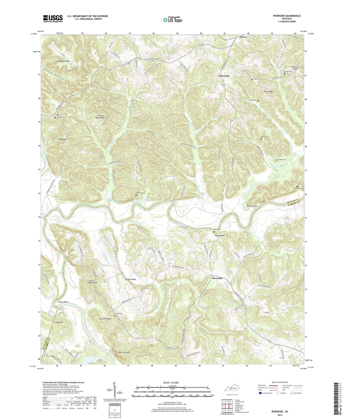 Riverside Kentucky US Topo Map Image