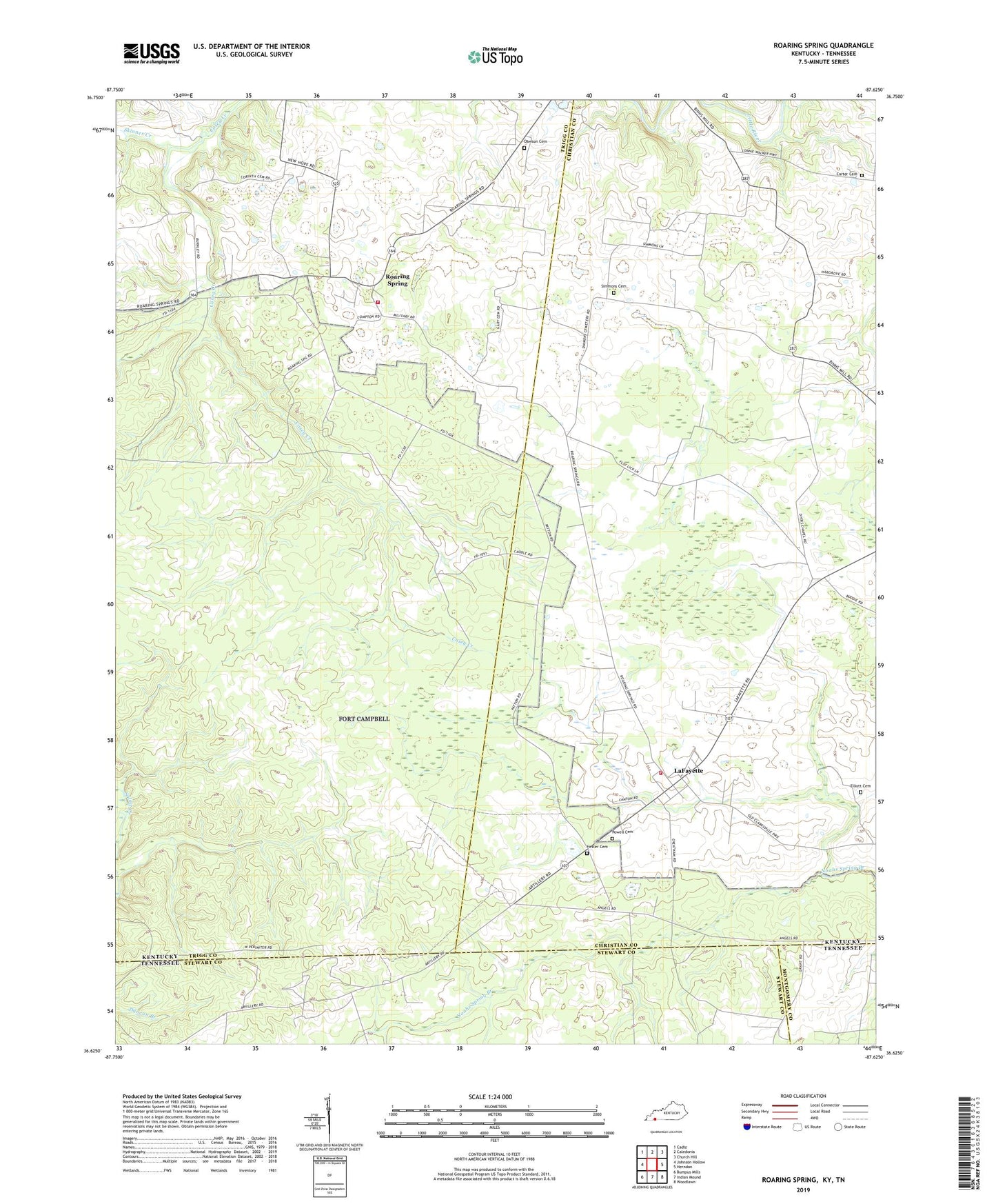 Roaring Spring Kentucky US Topo Map Image