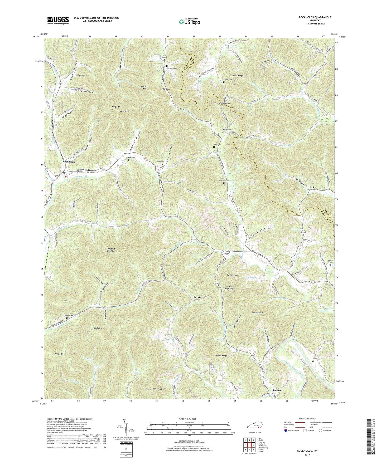 Rockholds Kentucky US Topo Map Image