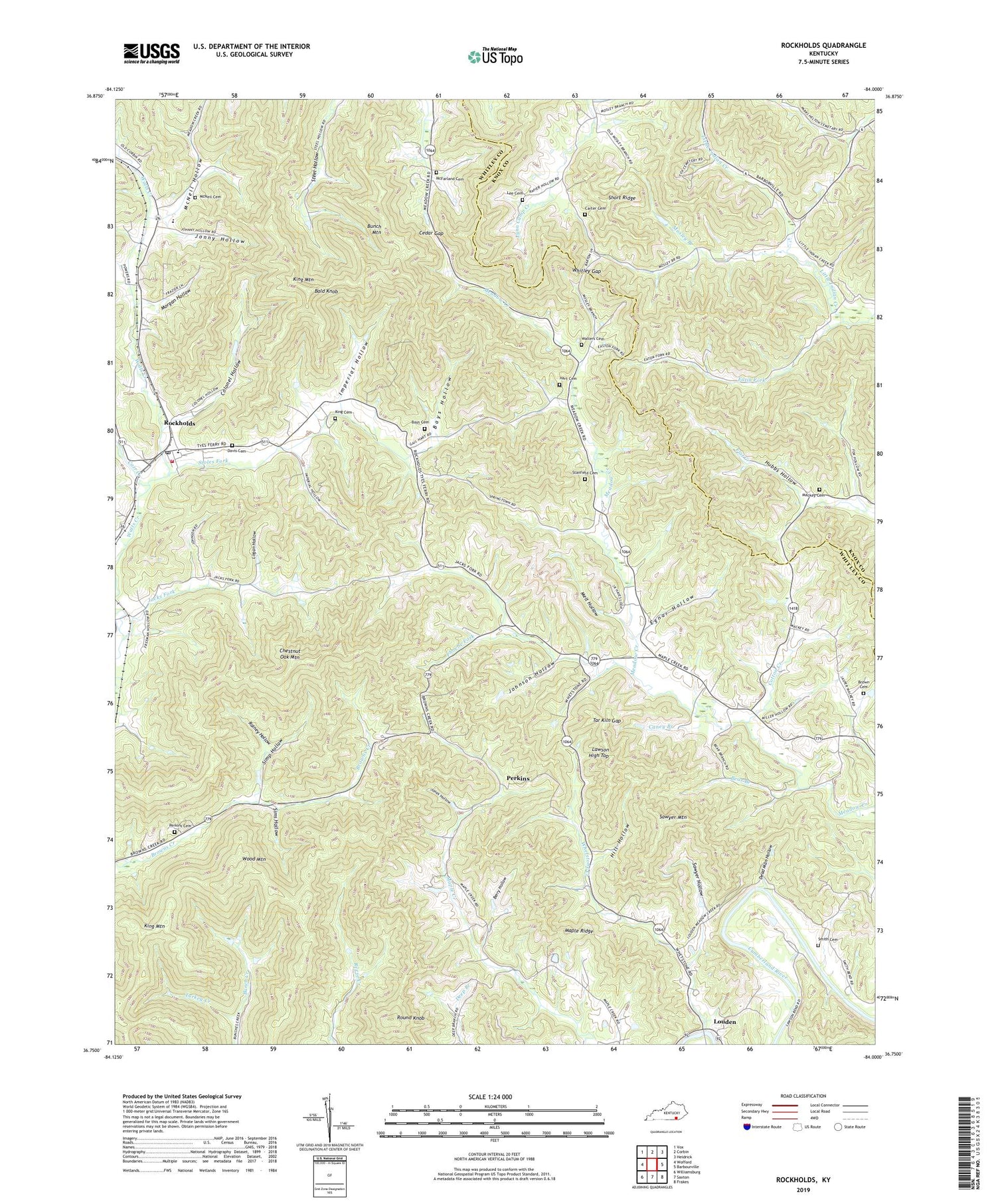 Rockholds Kentucky US Topo Map Image