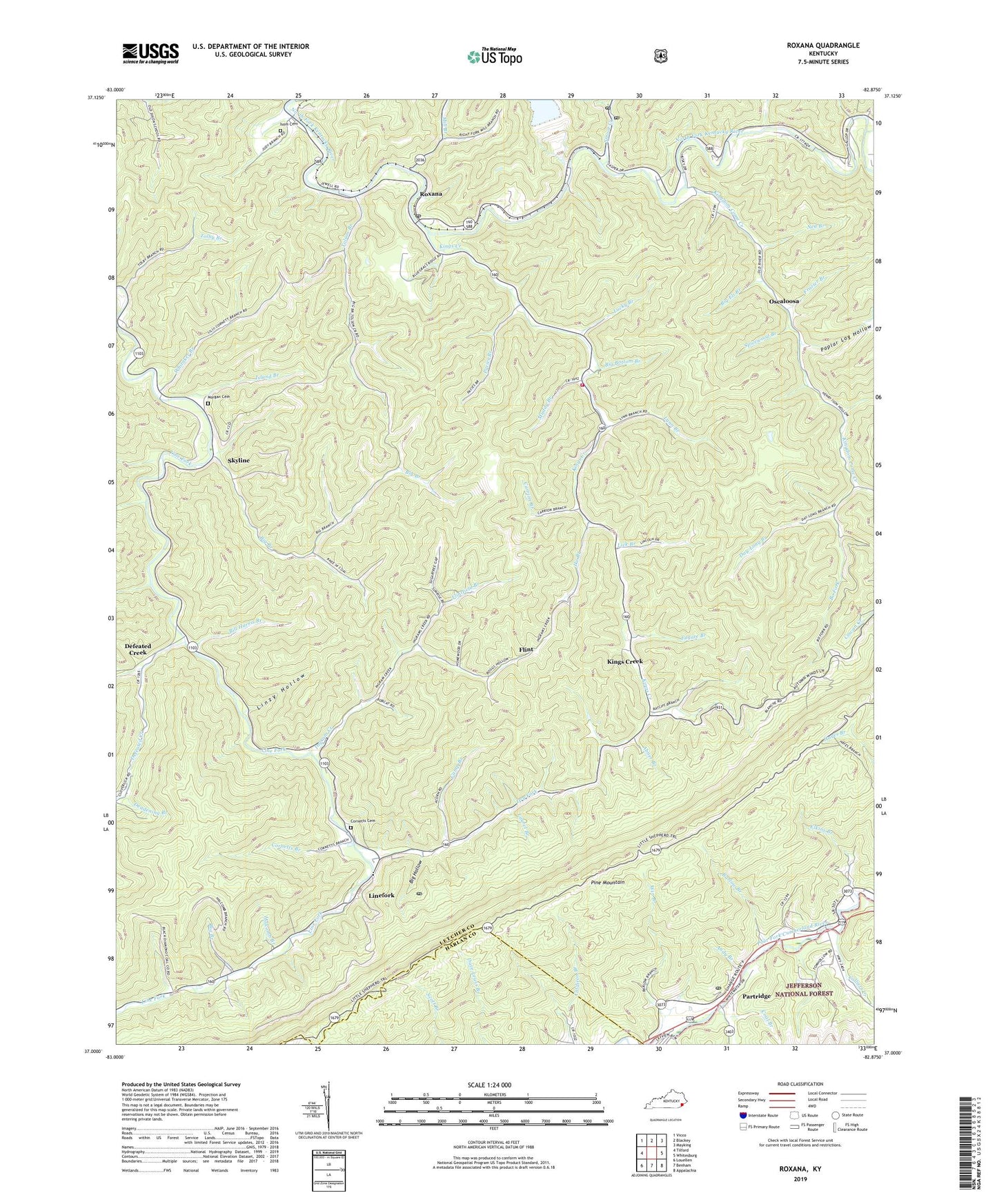 Roxana Kentucky US Topo Map Image