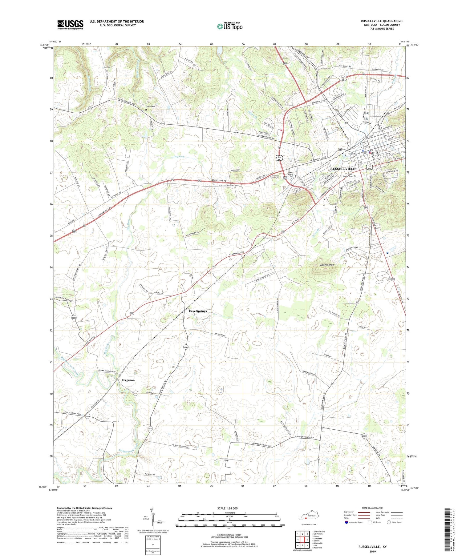 Russellville Kentucky US Topo Map Image