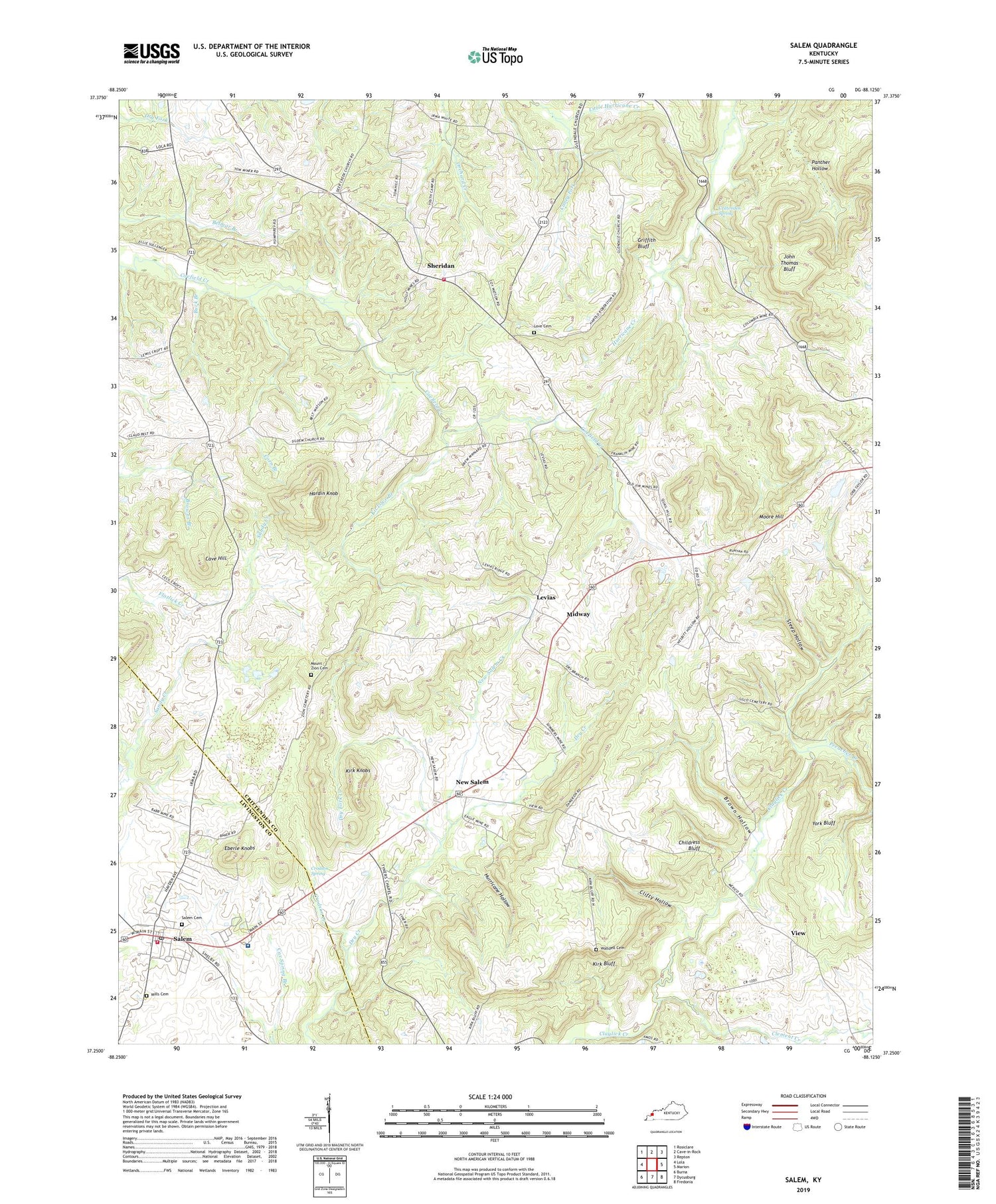 Salem Kentucky US Topo Map Image