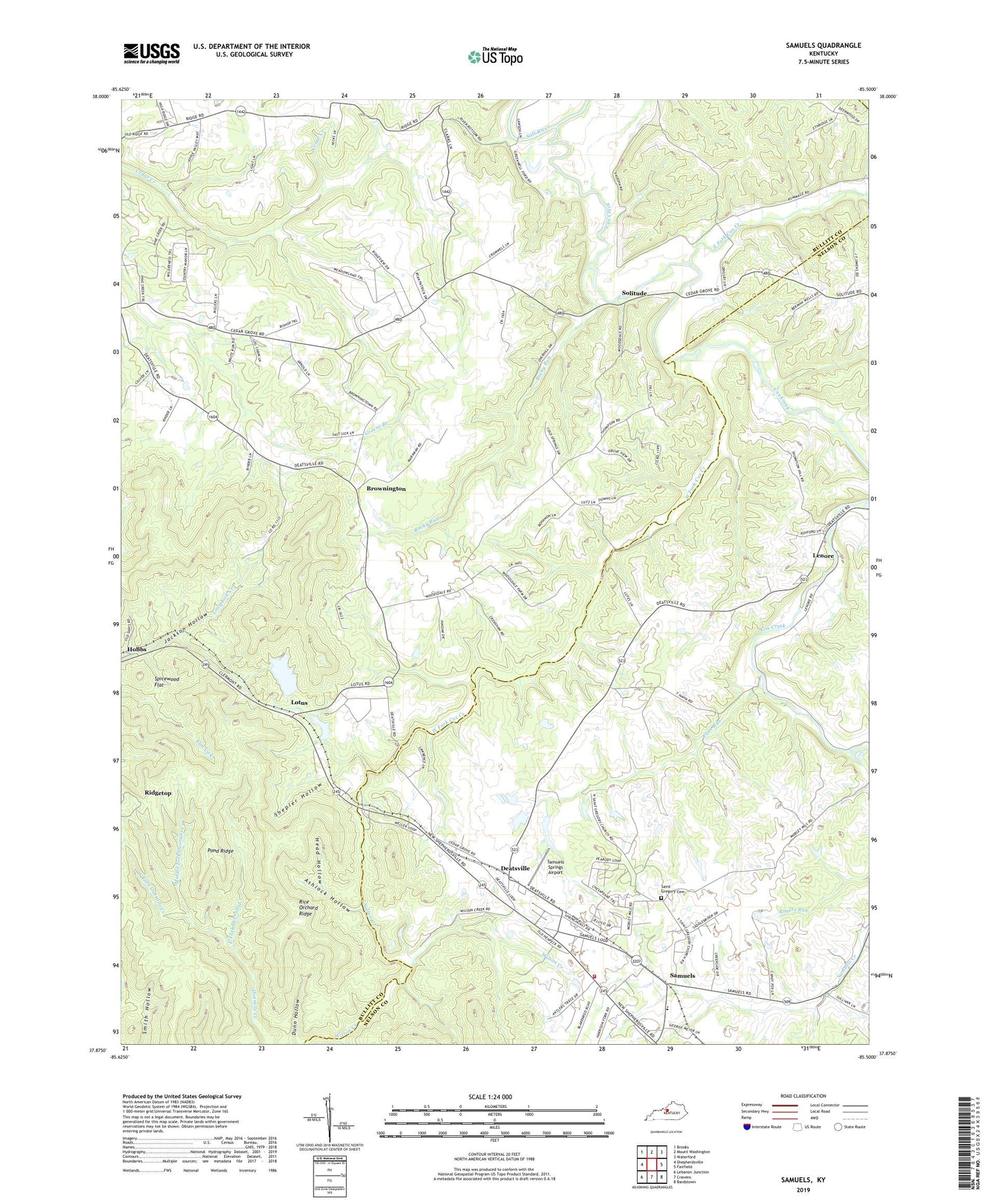 Samuels Kentucky US Topo Map Image