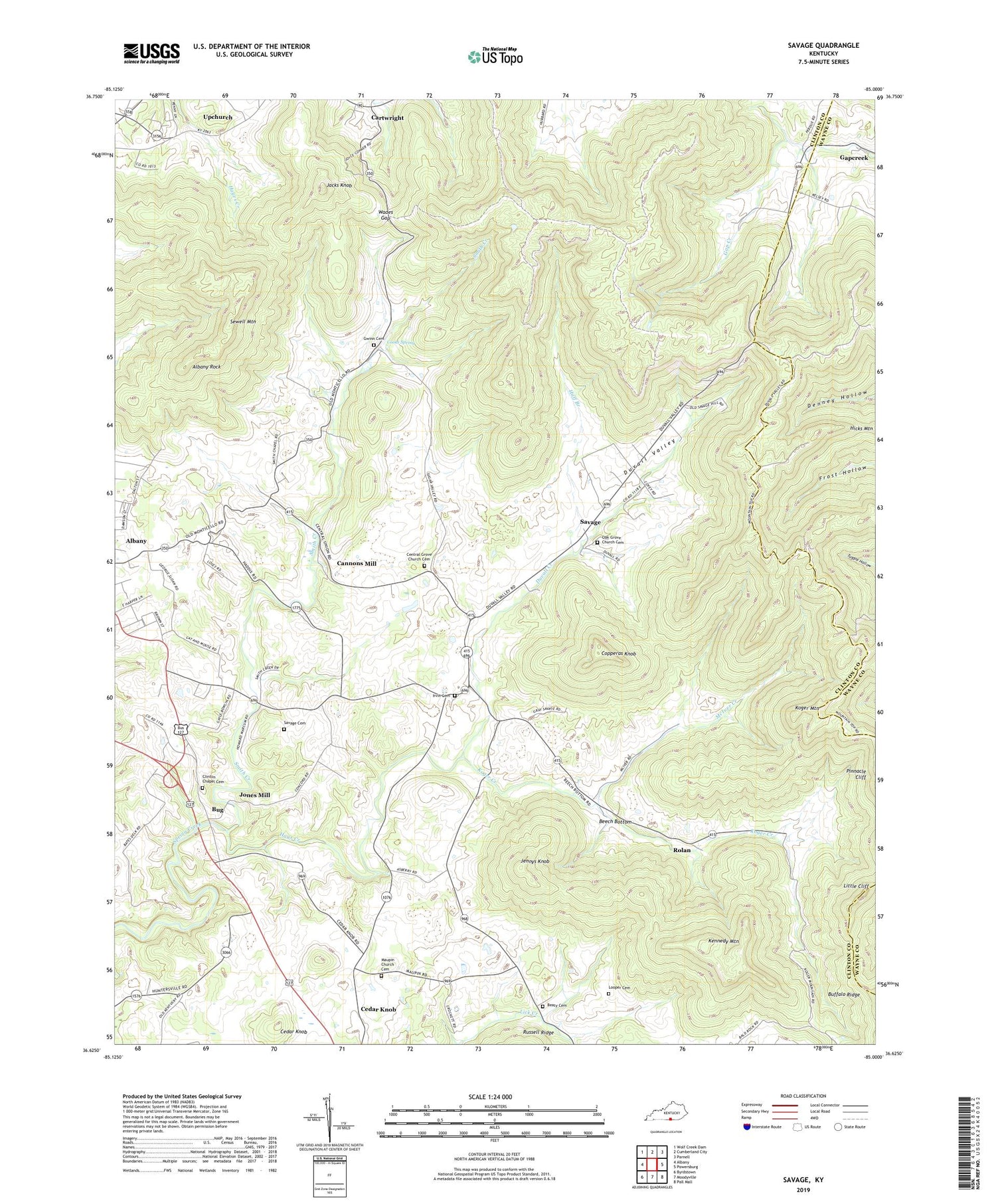 Savage Kentucky US Topo Map Image