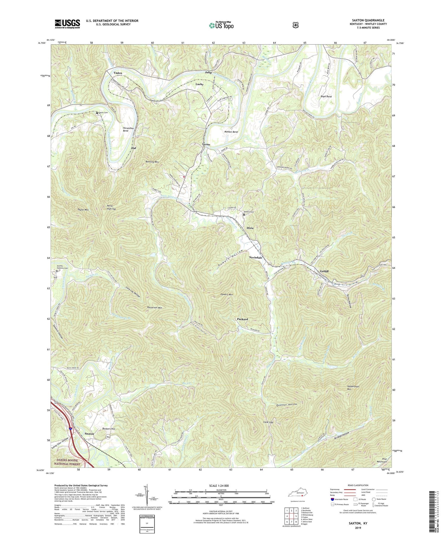 Saxton Kentucky US Topo Map Image