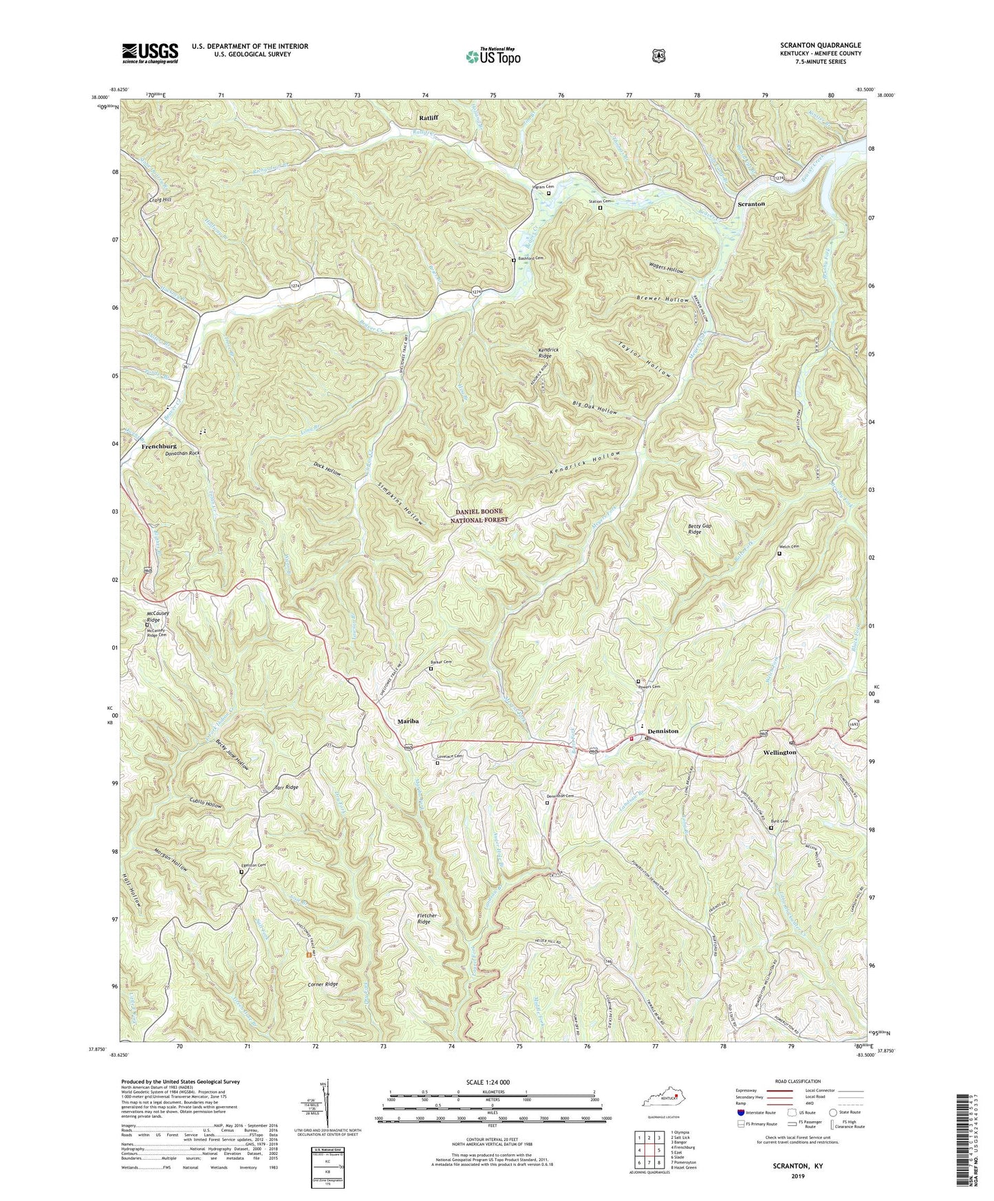Scranton Kentucky US Topo Map Image