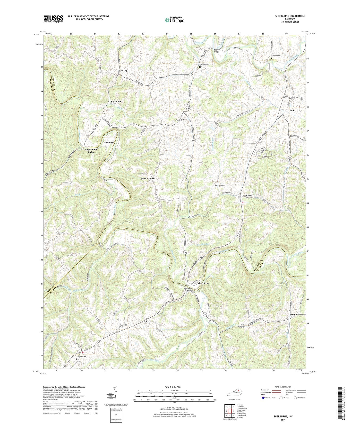 Sherburne Kentucky US Topo Map Image