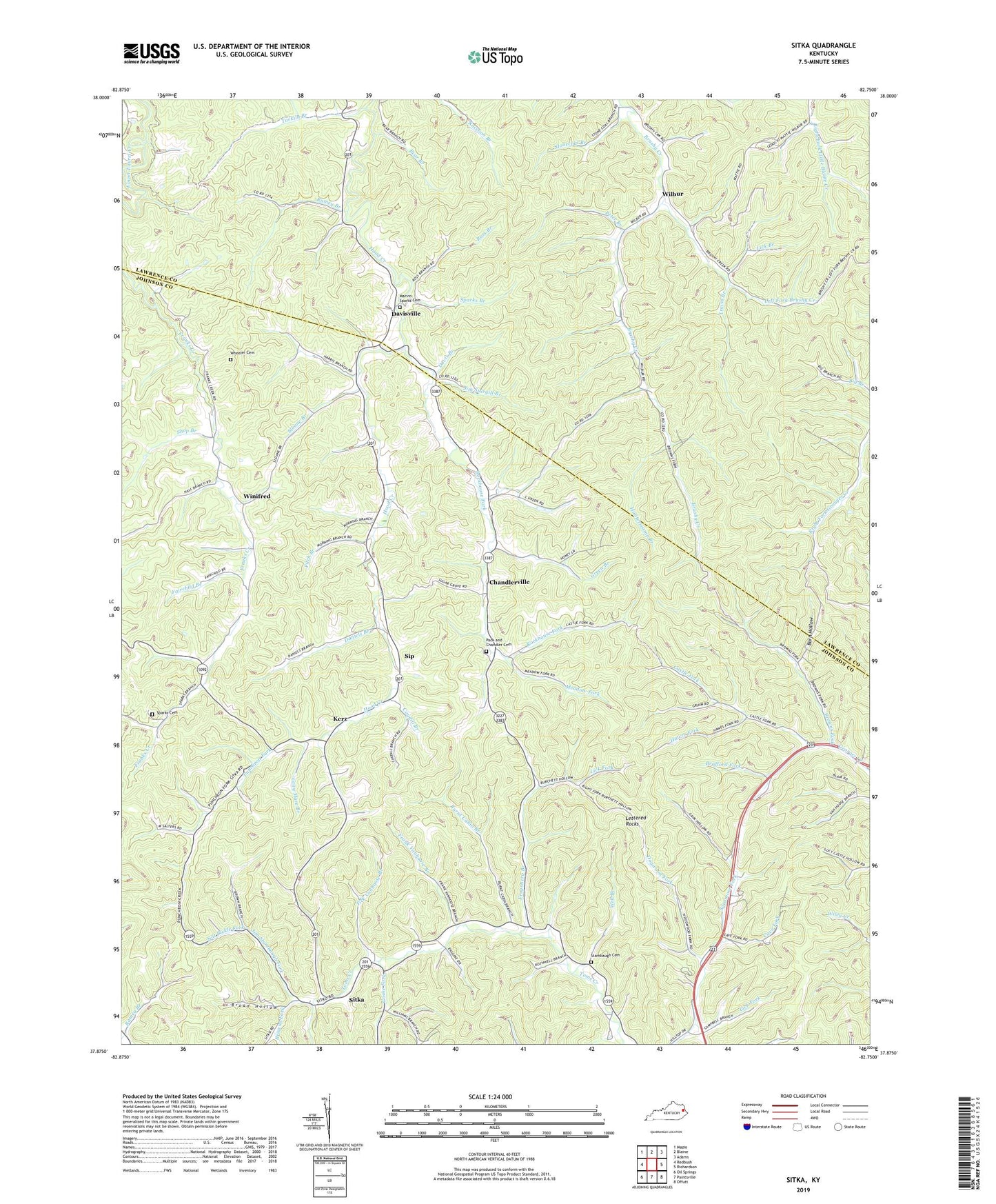 Sitka Kentucky US Topo Map Image