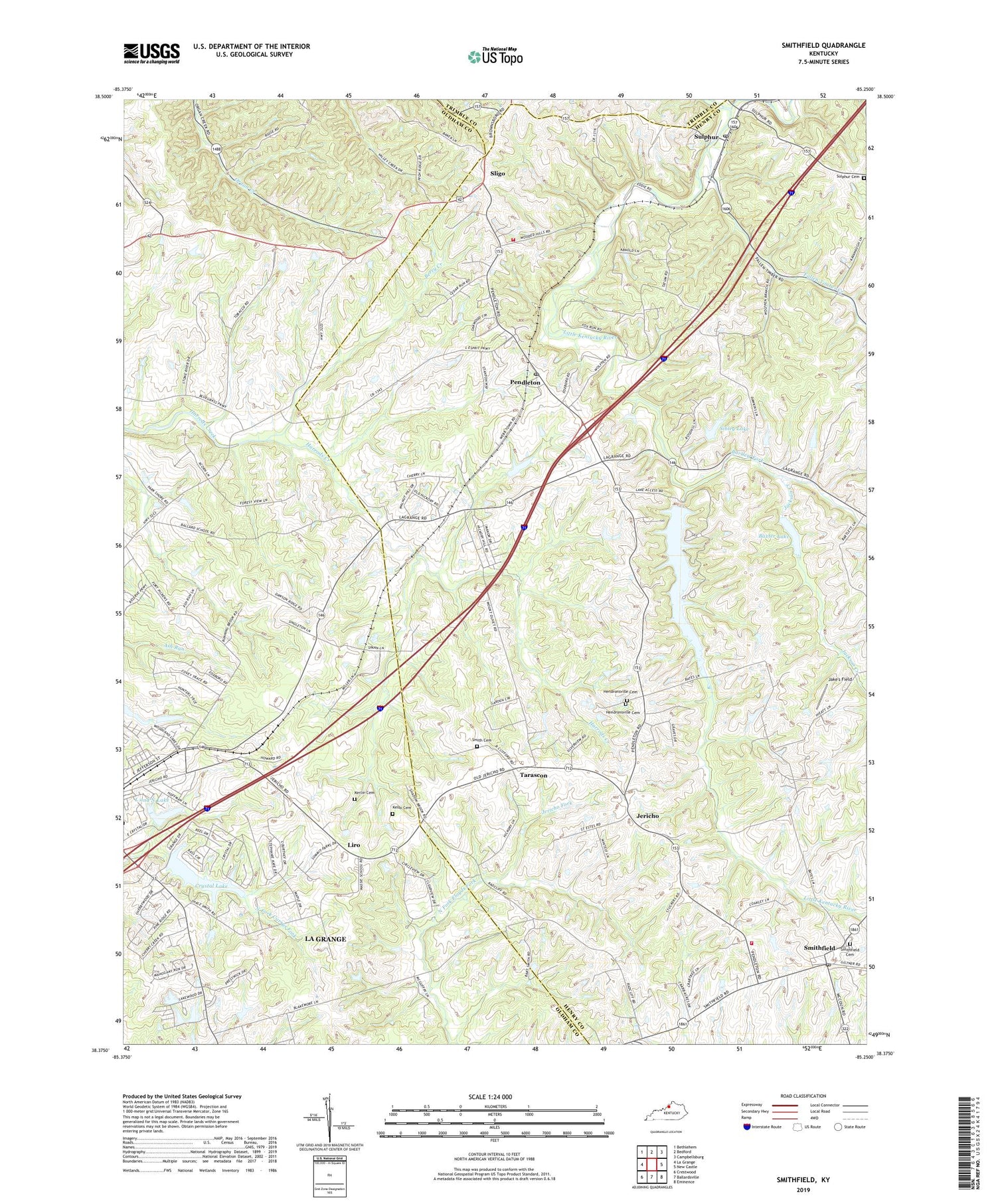 Smithfield Kentucky US Topo Map Image