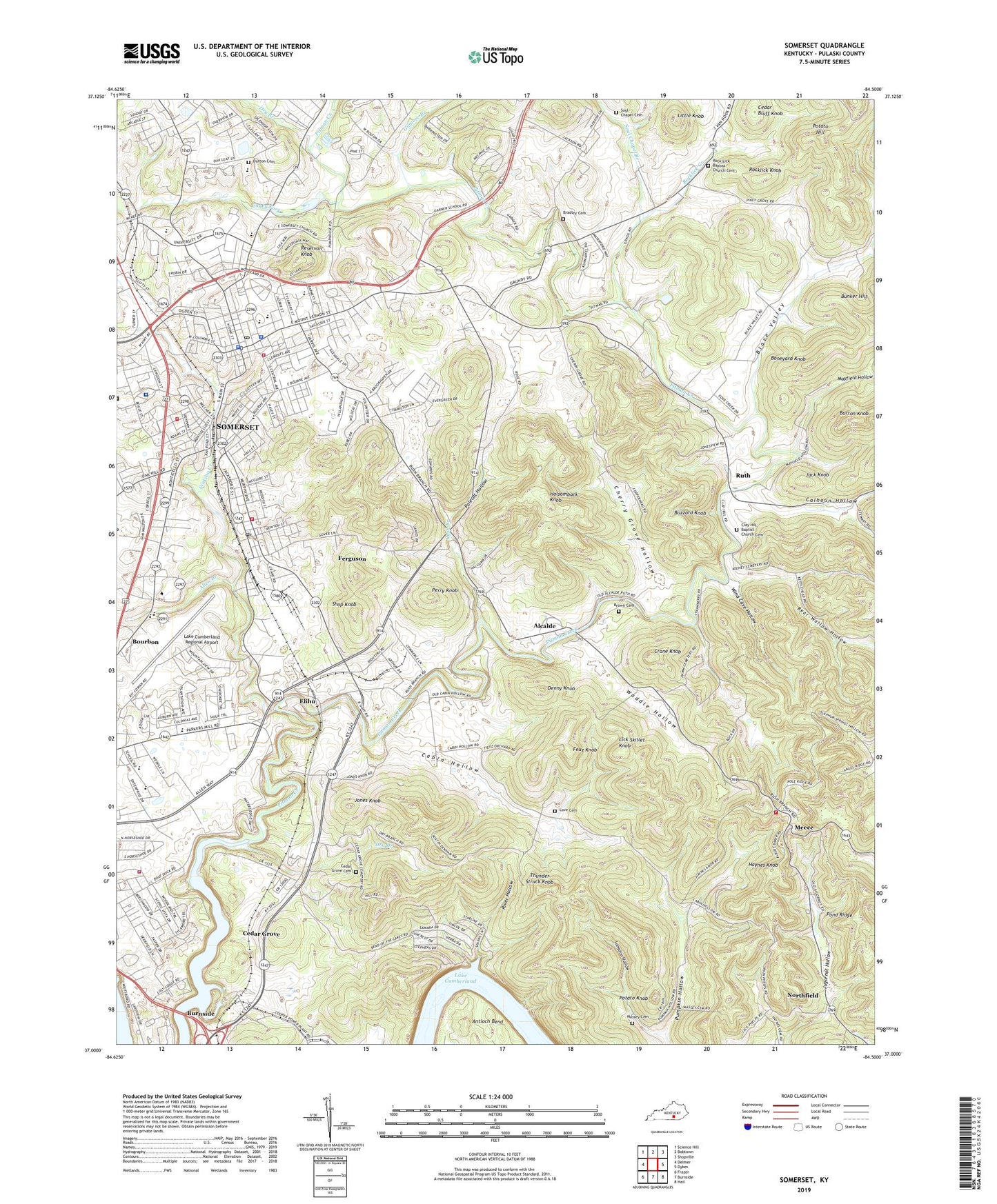 Somerset Kentucky US Topo Map Image