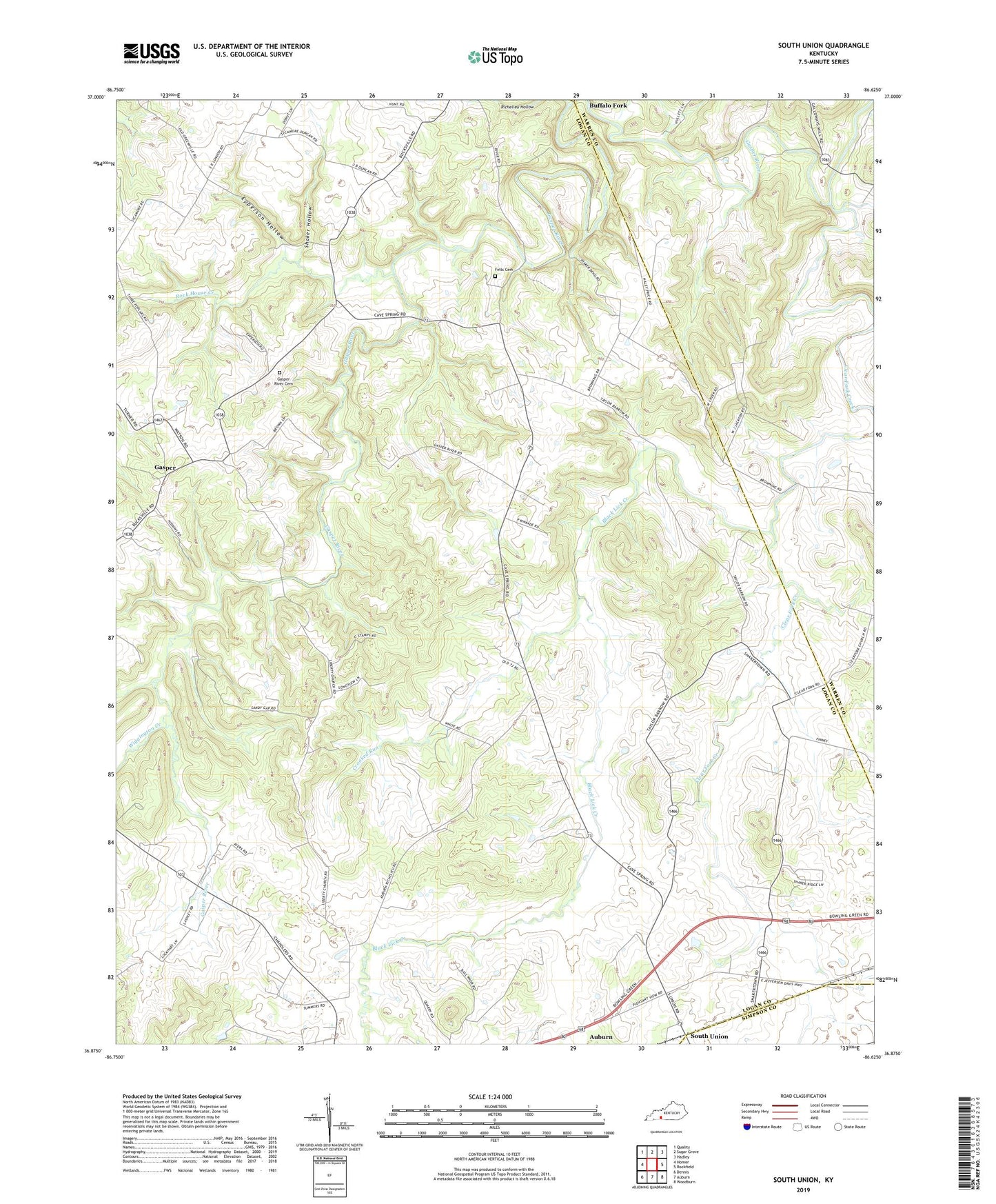 South Union Kentucky US Topo Map Image