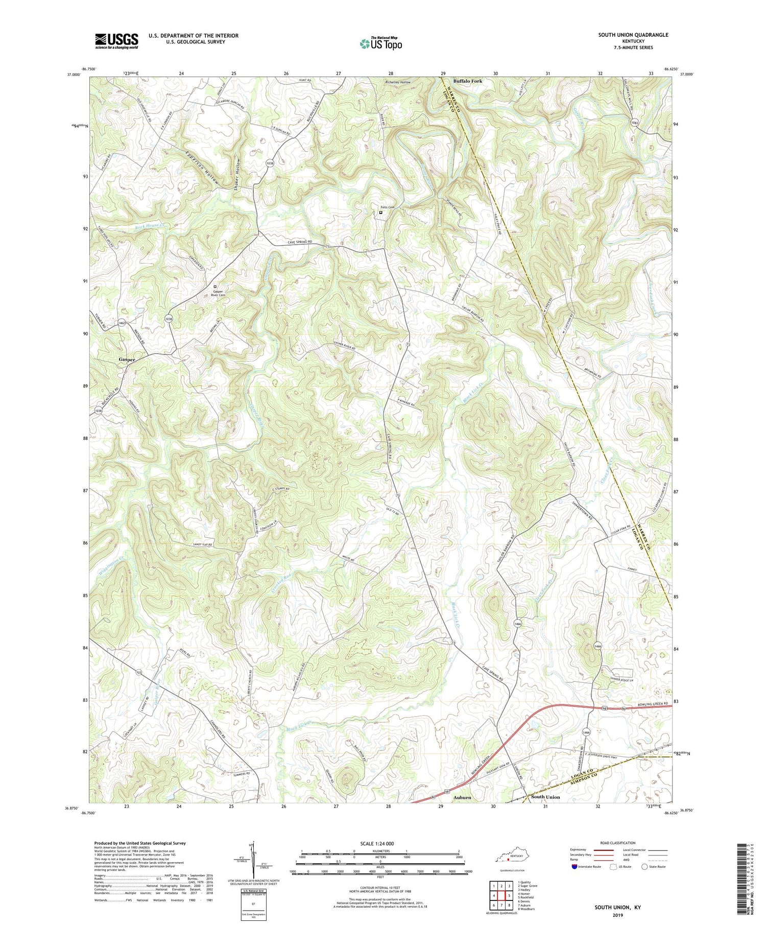 South Union Kentucky US Topo Map Image
