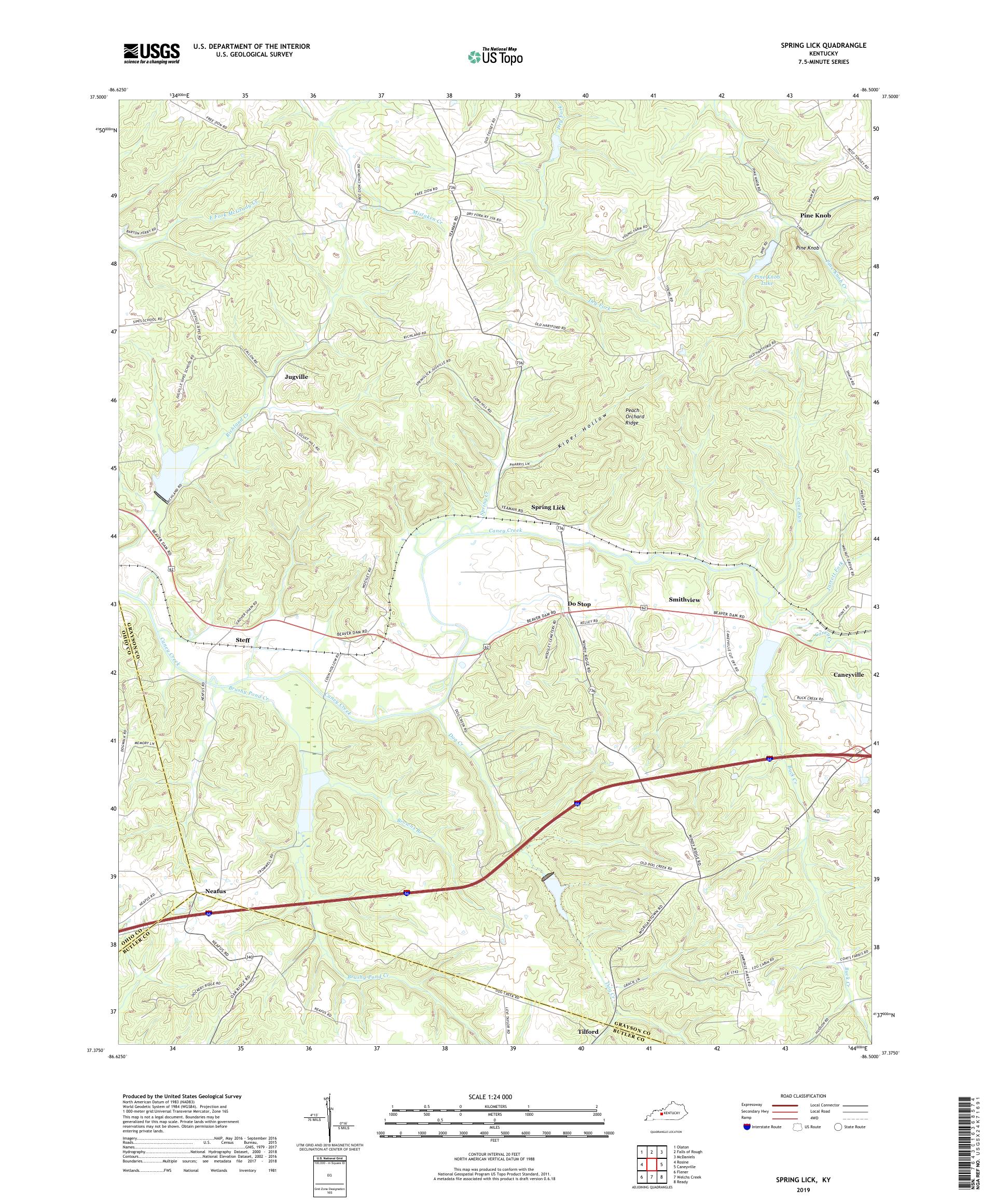 Spring Lick Kentucky US Topo Map – MyTopo Map Store