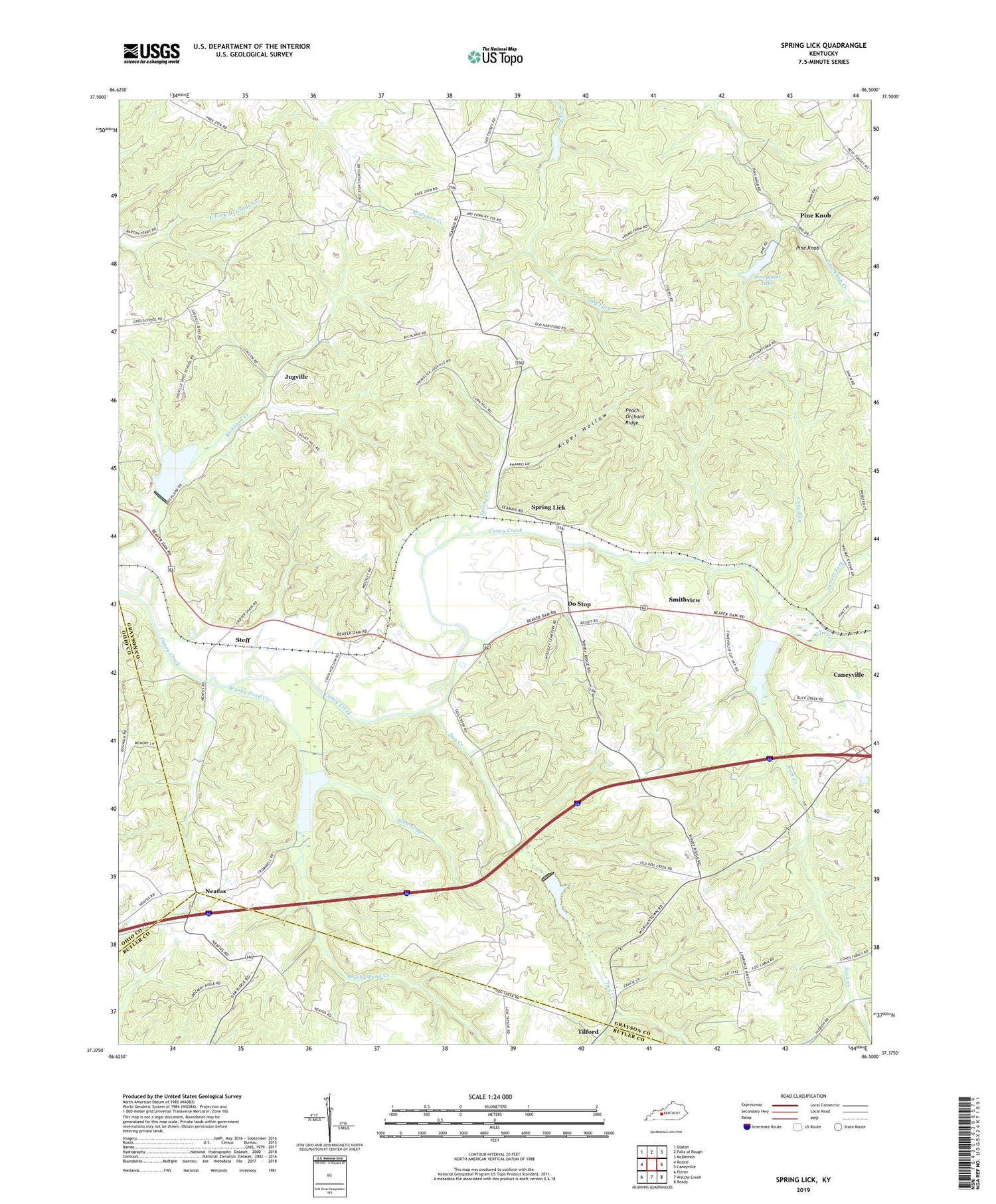Spring Lick Kentucky US Topo Map Image