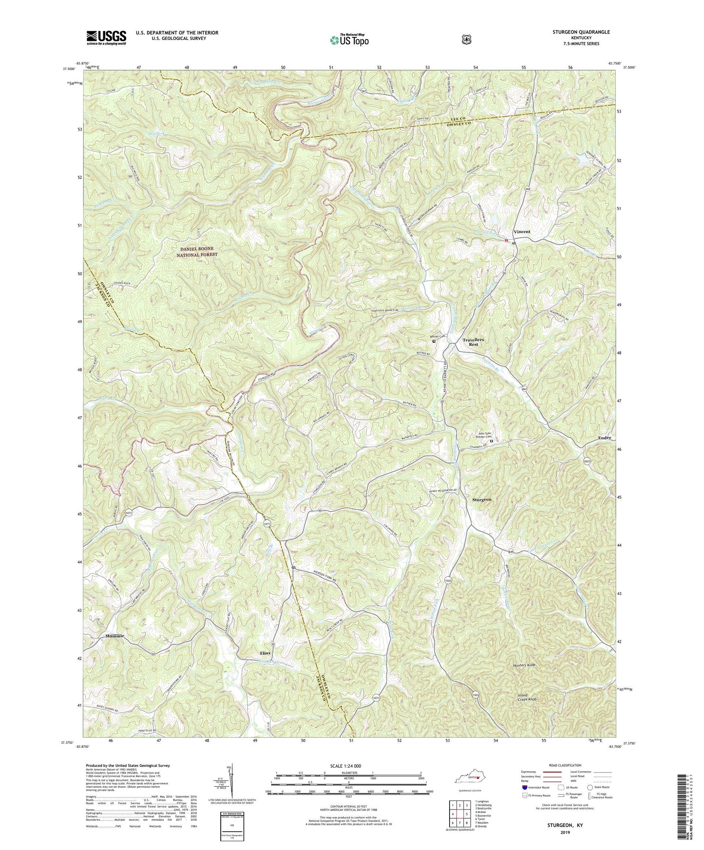 Sturgeon Kentucky US Topo Map Image
