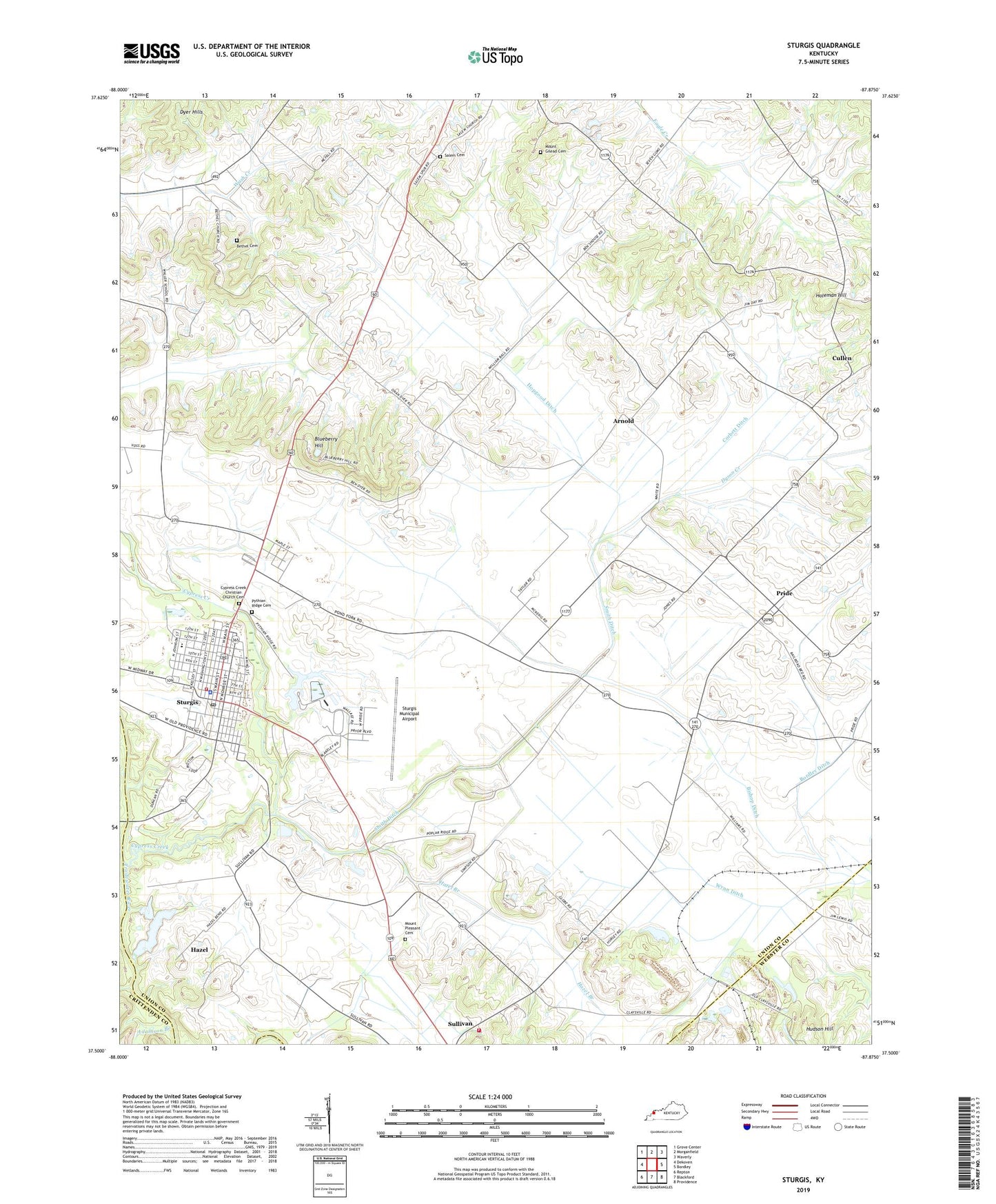 Sturgis Kentucky US Topo Map Image