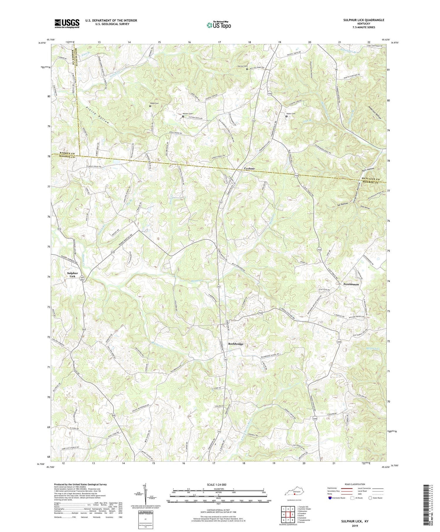 Sulphur Lick Kentucky US Topo Map Image