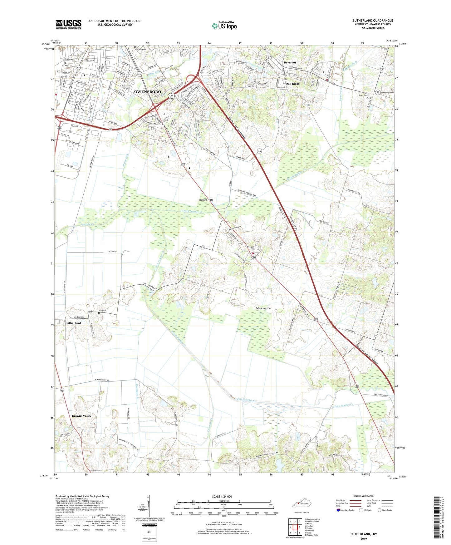 Sutherland Kentucky US Topo Map Image