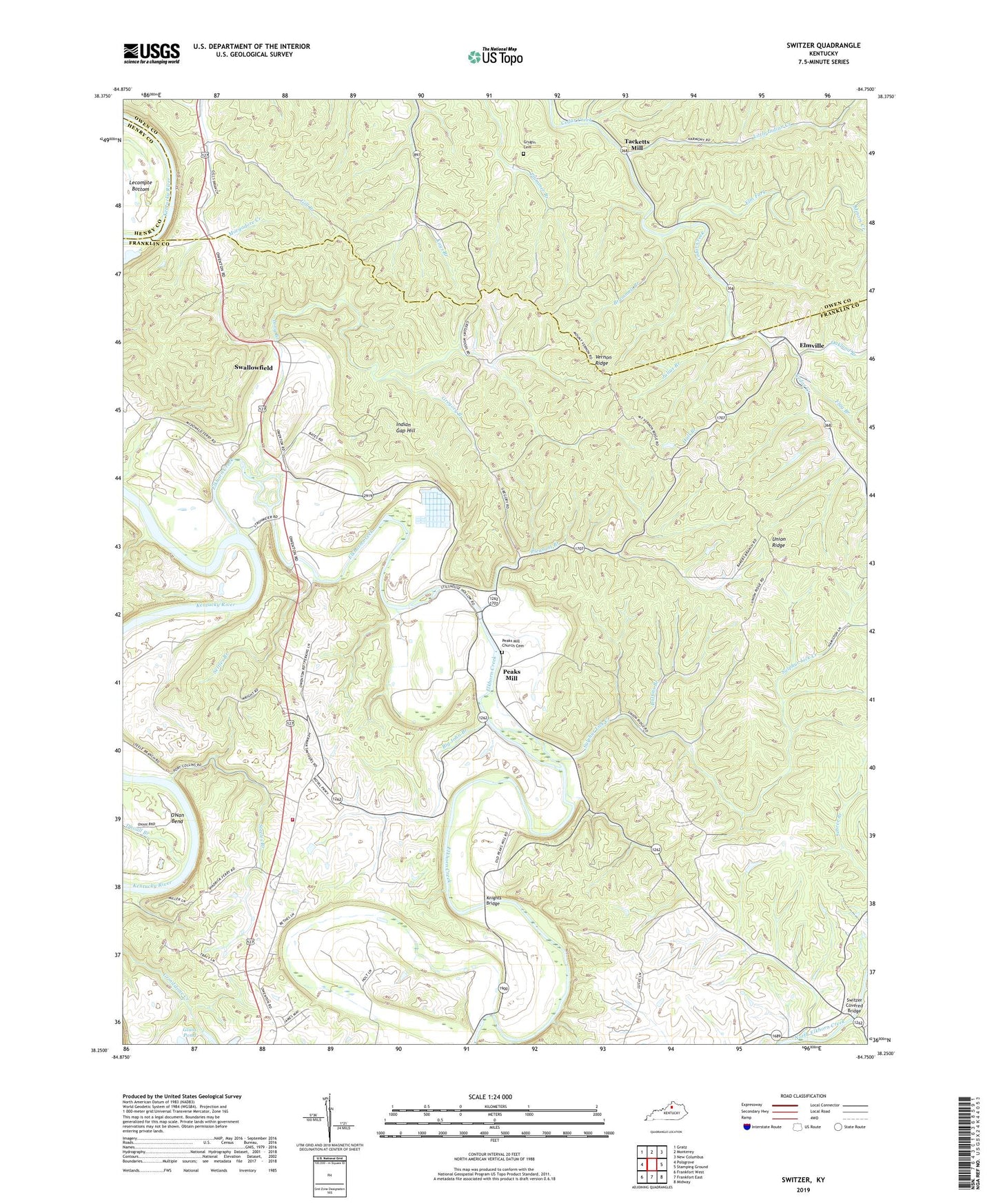 Switzer Kentucky US Topo Map Image