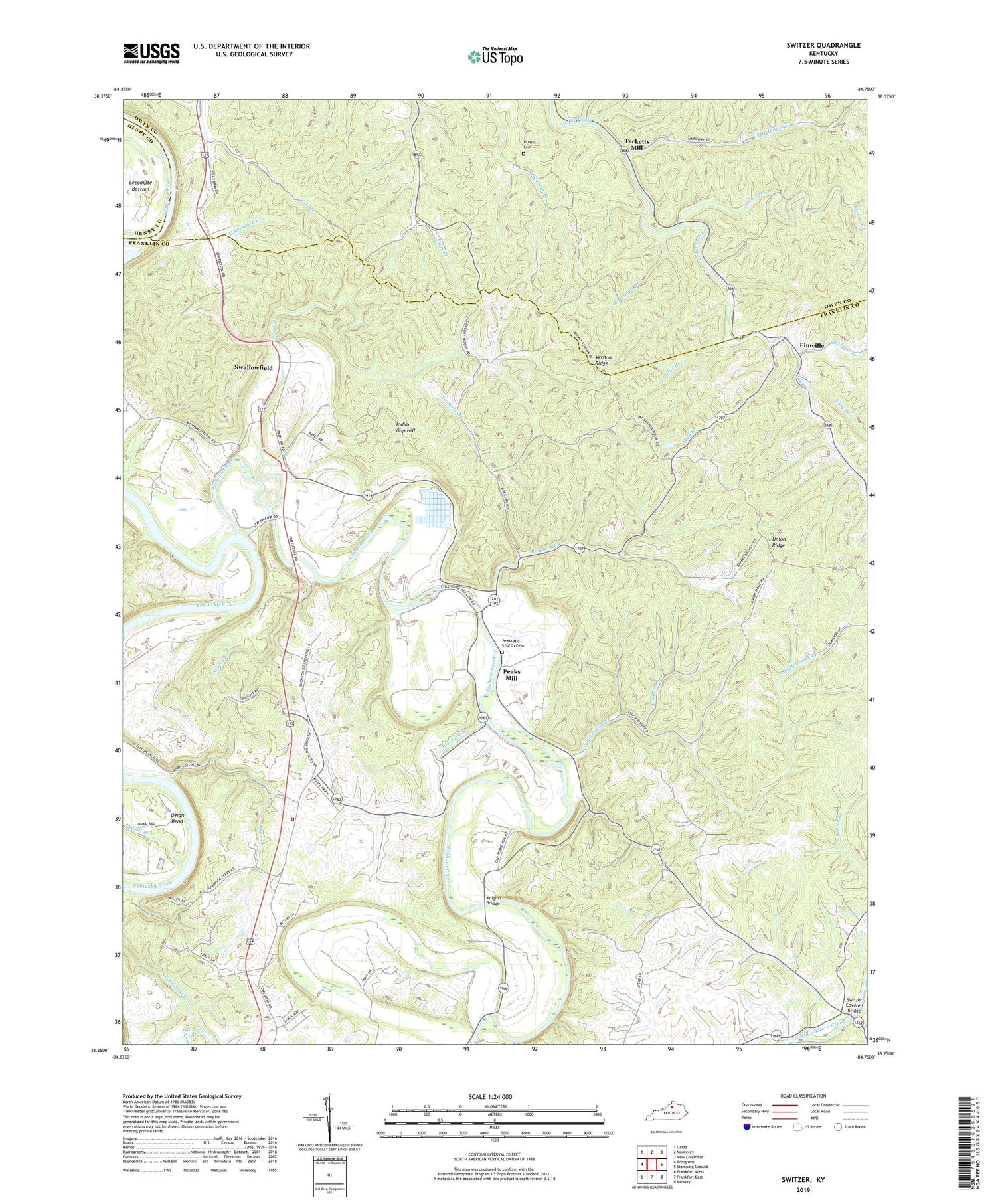 Switzer Kentucky US Topo Map Image